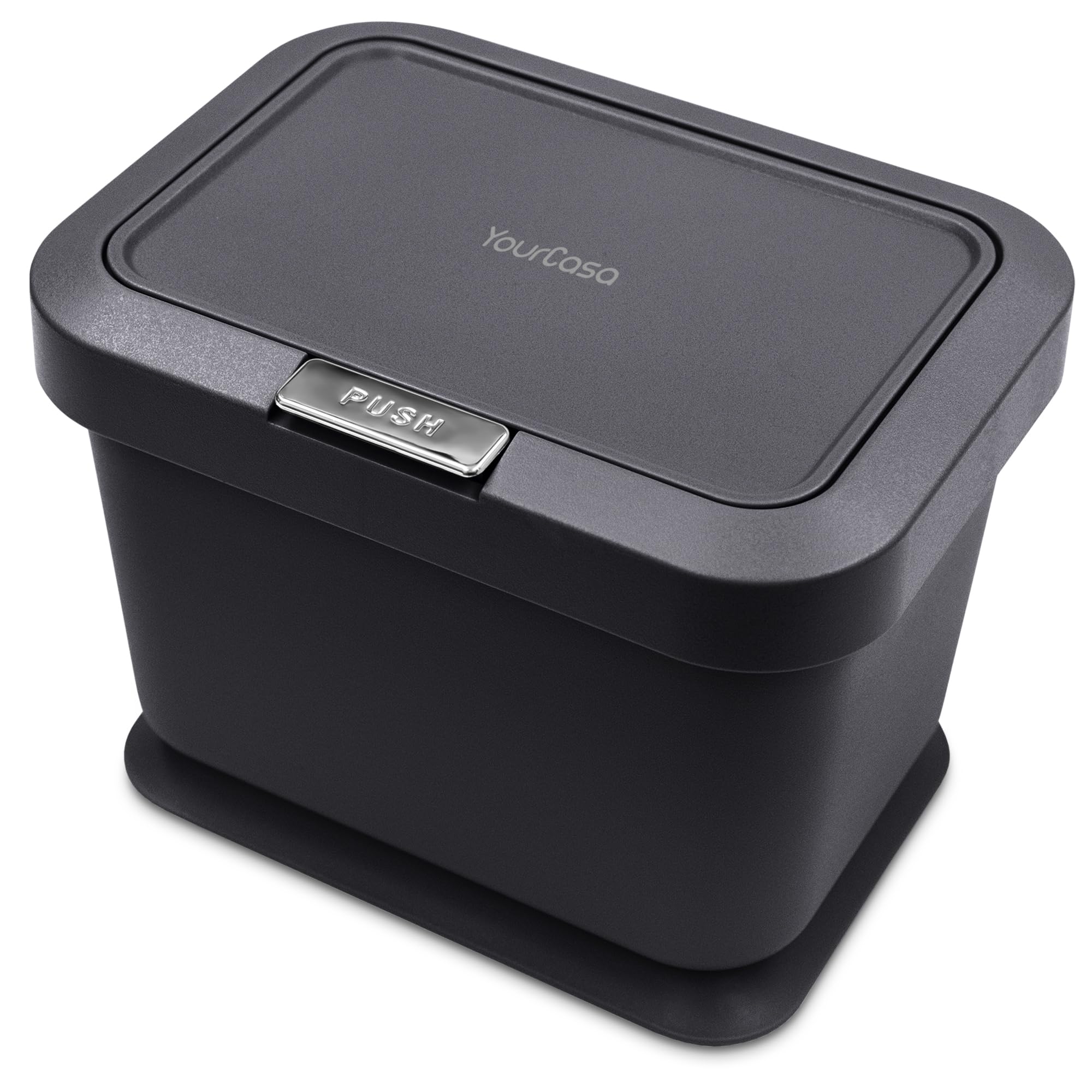 YourCasa® Biomülleimer Küche 5L - geruchsdichter Bio Mülleimer mit Deckel & Knopfdruck-Mechanismus - Komposteimer & Bioabfallbehälter klein für Biomüll (Anthrazit)