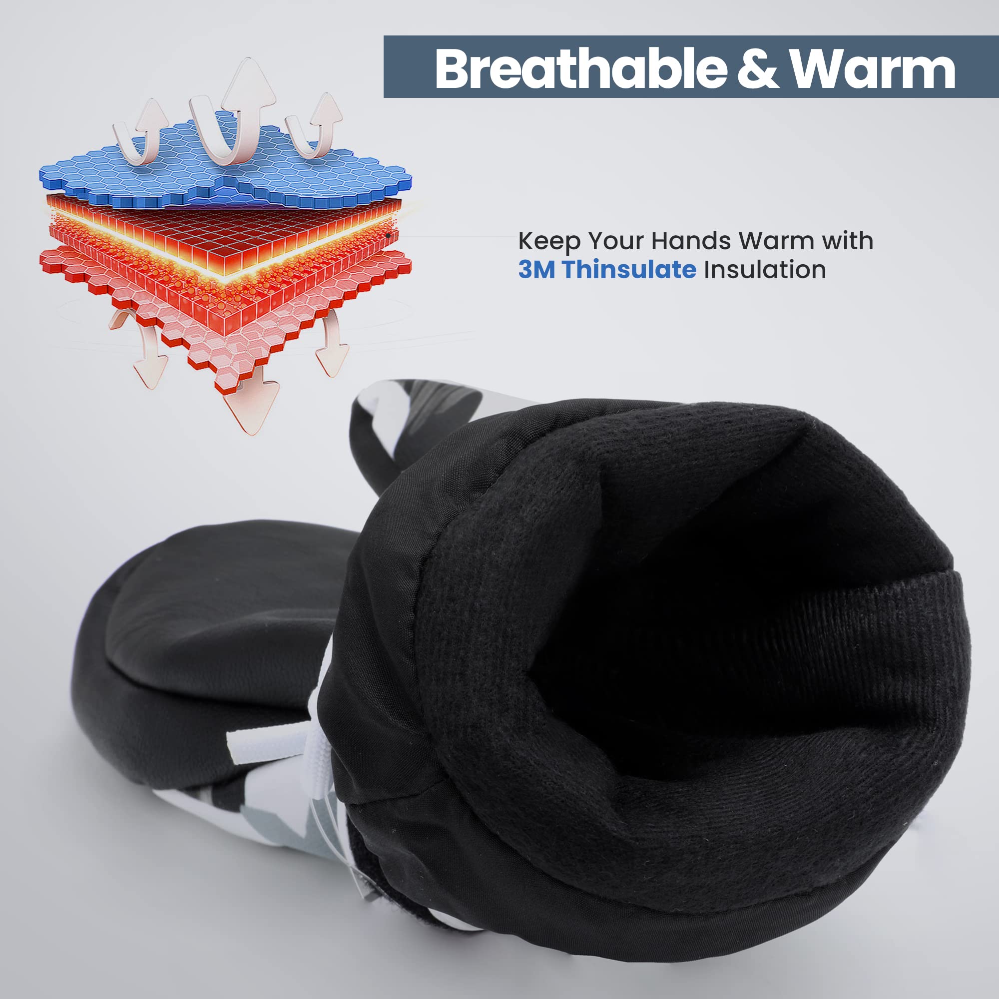 Guantes de nieve impermeables y cálidos 3M Thinsulate, para pantalla táctil, guantes de invierno para clima frío para snowboard, se adaptan tanto a hombres como a mujeres