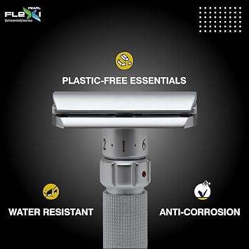 Pearl Flexi Adjustable Safety Razor Version V12 - Reusable Metal Razor made of 100% Brass | Eco Friendly Double Edge Razor for Men | Men's Shaving Razor for best Father's Day Gift
