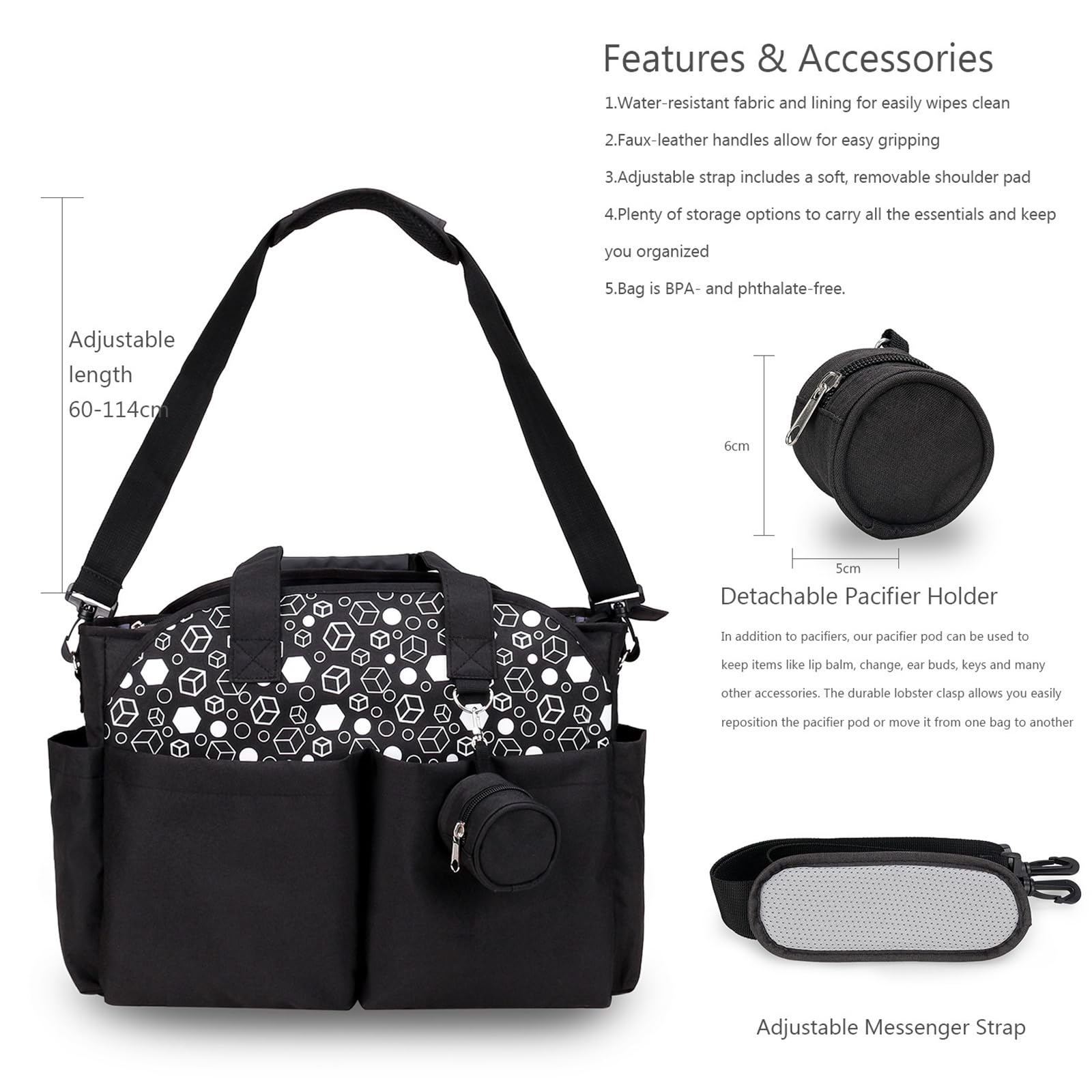Sac à bandoulière de grande capacité pour maman, maman, bébé, sac à main d'allaitement, sac à langer portable, sac à dos de voyage, sac à bandoulière