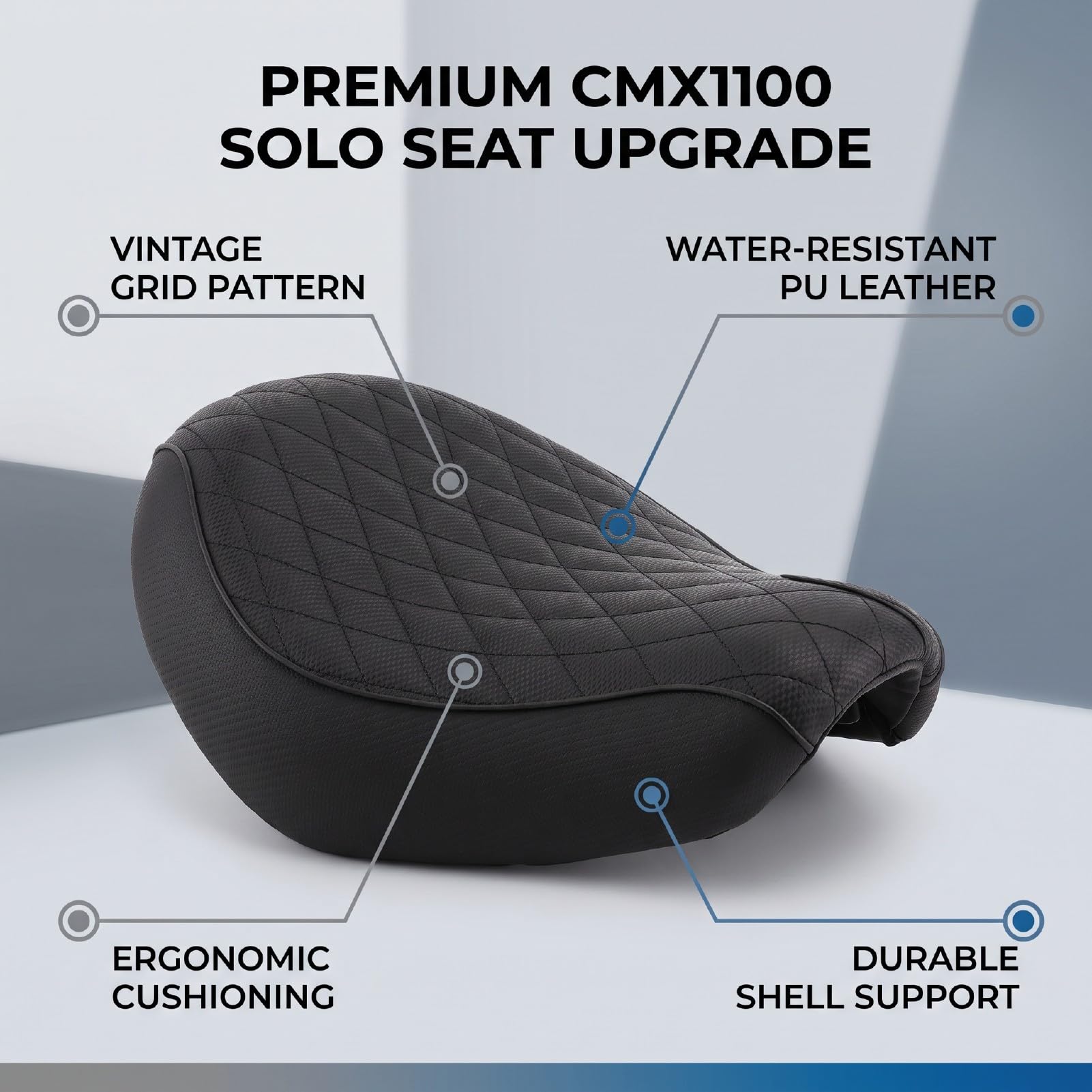 Almohadilla de Asiento para Motocicleta, Diseño Ergonómico, Ajuste