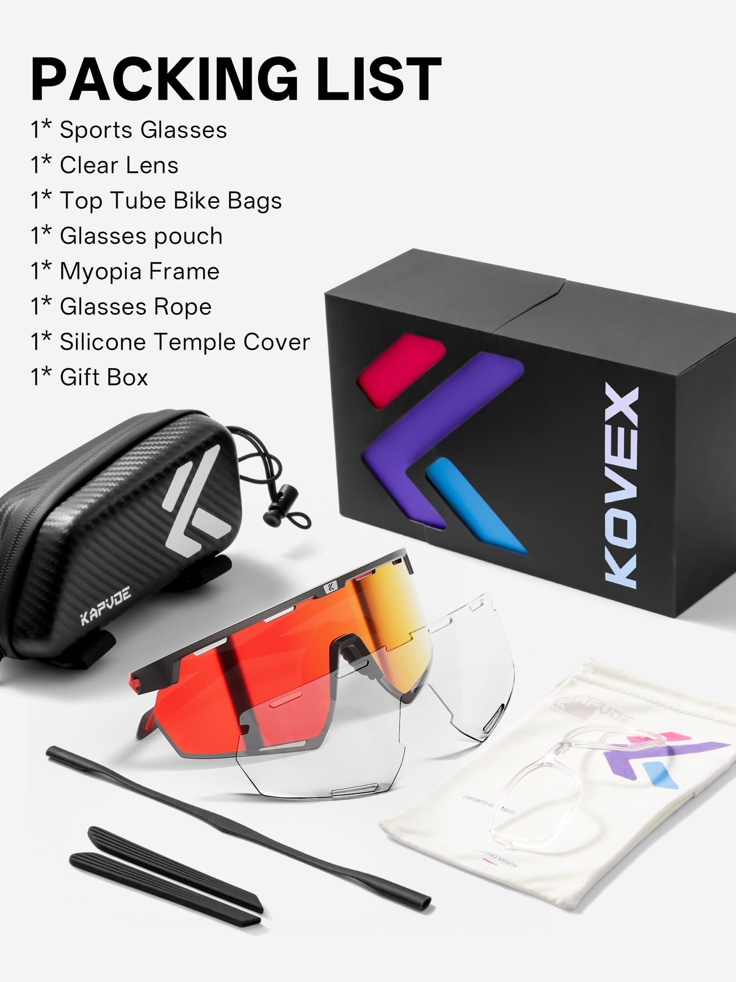 KAPVOE Gafas de Sol Ciclismo 26g Mujeres Hombres Gafas de Deportivas Montañismo Montaña MTB Triatlón KOVEX Serie-K432