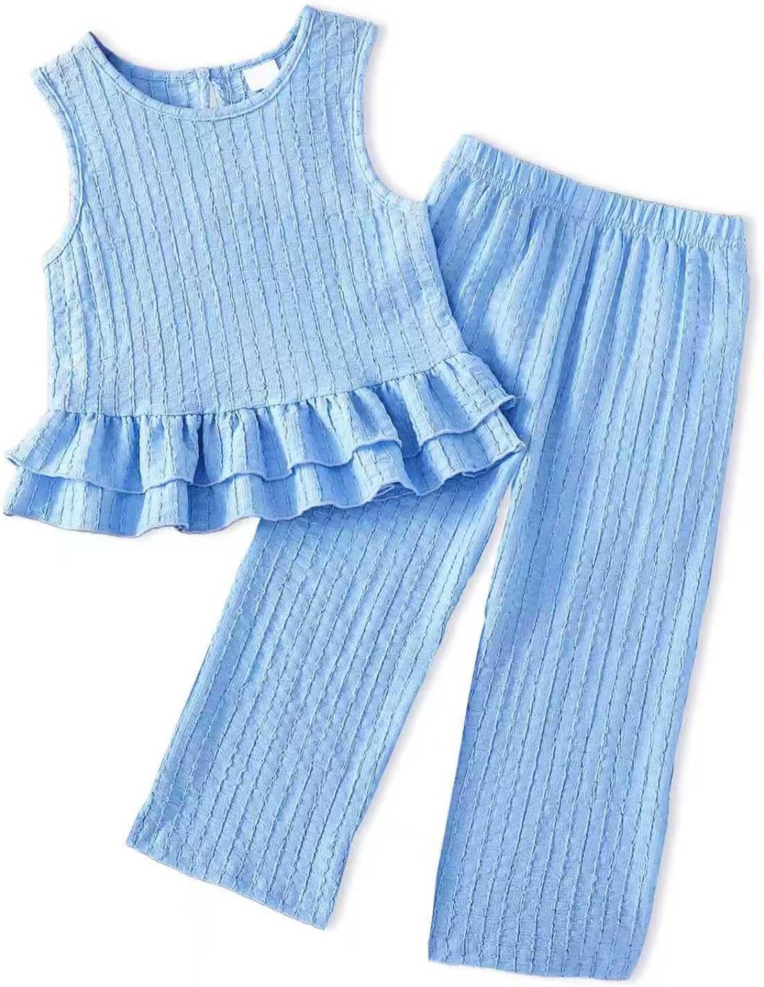 Toddler Girl Clothes Baby Girl Clothing Summer Outfit 2-6 Year Little Matching Sleeveless Top Long Pants Set 2Pcs