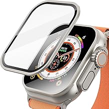 Misxi Pack of 2 Screen Protectors for Apple Watch Ultra 3/Ultra 2/Ultra 49 mm, Titanium Alloy Frame, Waterproof, Ultra-Thin, HD Protective Tempered Glass for iWatch, 2 Titanium