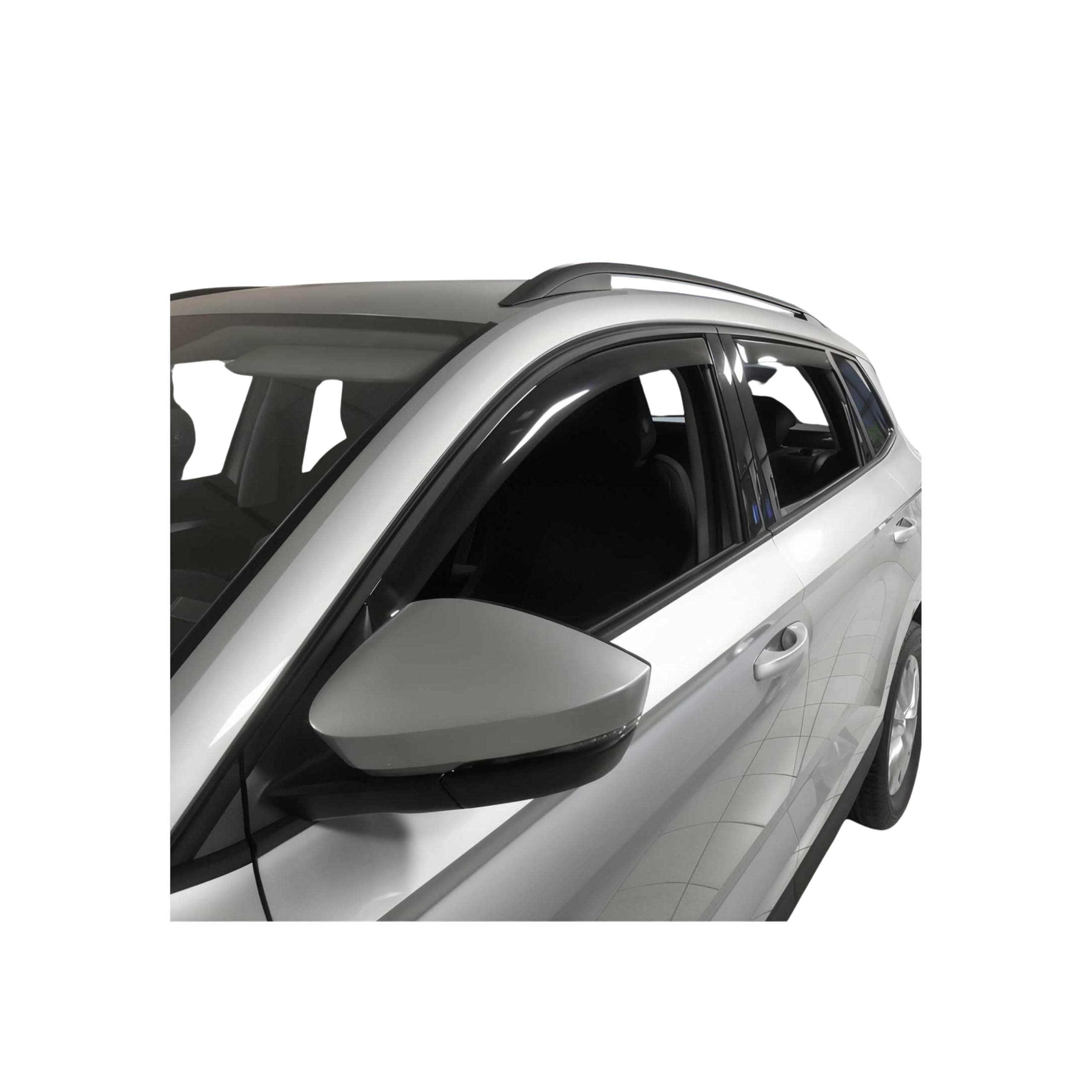 OMAC Set Deflettori Antivento Per Skoda Karoq 2018-2023 - 4 Pezzi Paravento In Vetro Acrilico Nero - Riduzione Rumore E Protezione Pioggia - 6