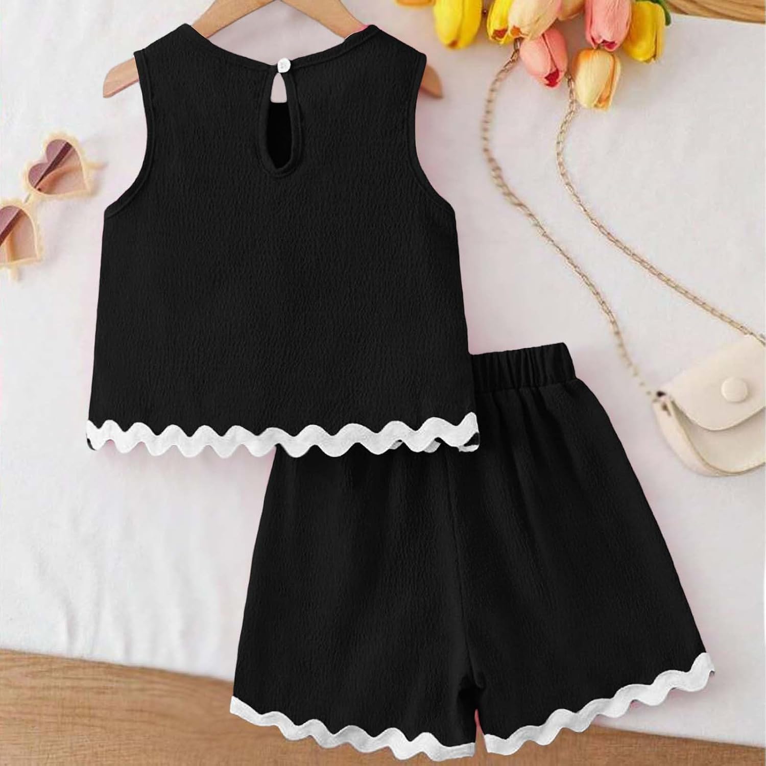 Girls Clothes Sleeveless Crewneck Loose Fit Tank High Elastic Casual Daily Short Summer Clothing Set for Homecoming