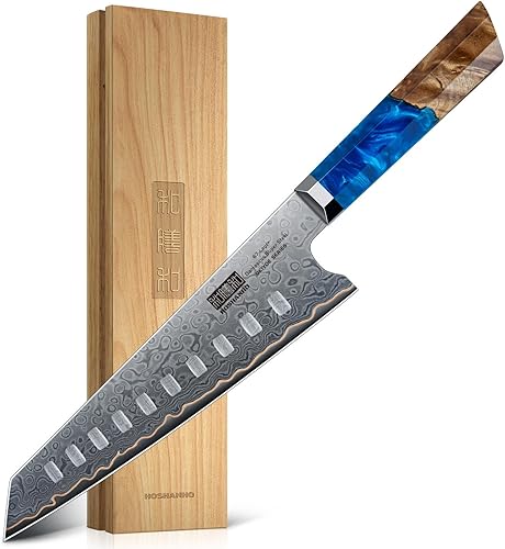 HOSHANHO Cuchillo Santoku de Damasco de 7 pulgadas, cuchillo de chef de acero de Damasco de 67 capas, cuchillos de cocina profesionales ultra