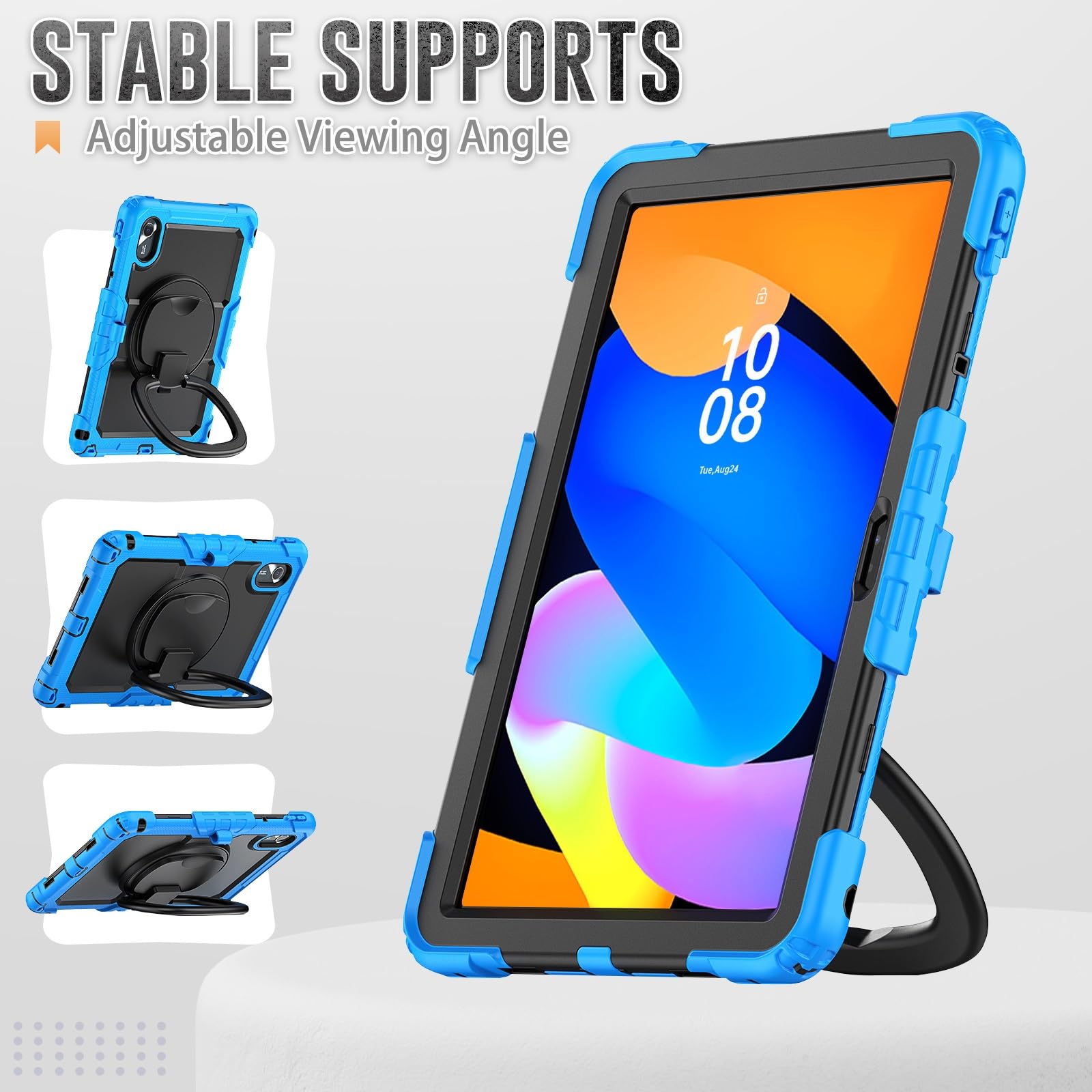 Etui z folią ochronną na ekran do tabletu Lenovo Ldea Tab 11 cali 2025/Tab K11 Gen 2 (TB336FU/TB336ZU), solidne, pełne, ochronne etui obrotowym uchwytem, ​​silikonowe(Light Blue)