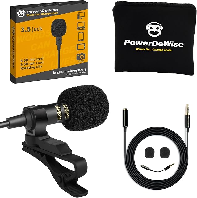 Professional Grade 3.5mm Lavalier Lapel Microphone - Perfect for ASMR Recording Video with iPhone Phone or Camera - Tiny Shirt Microphone with Easy Clip On System