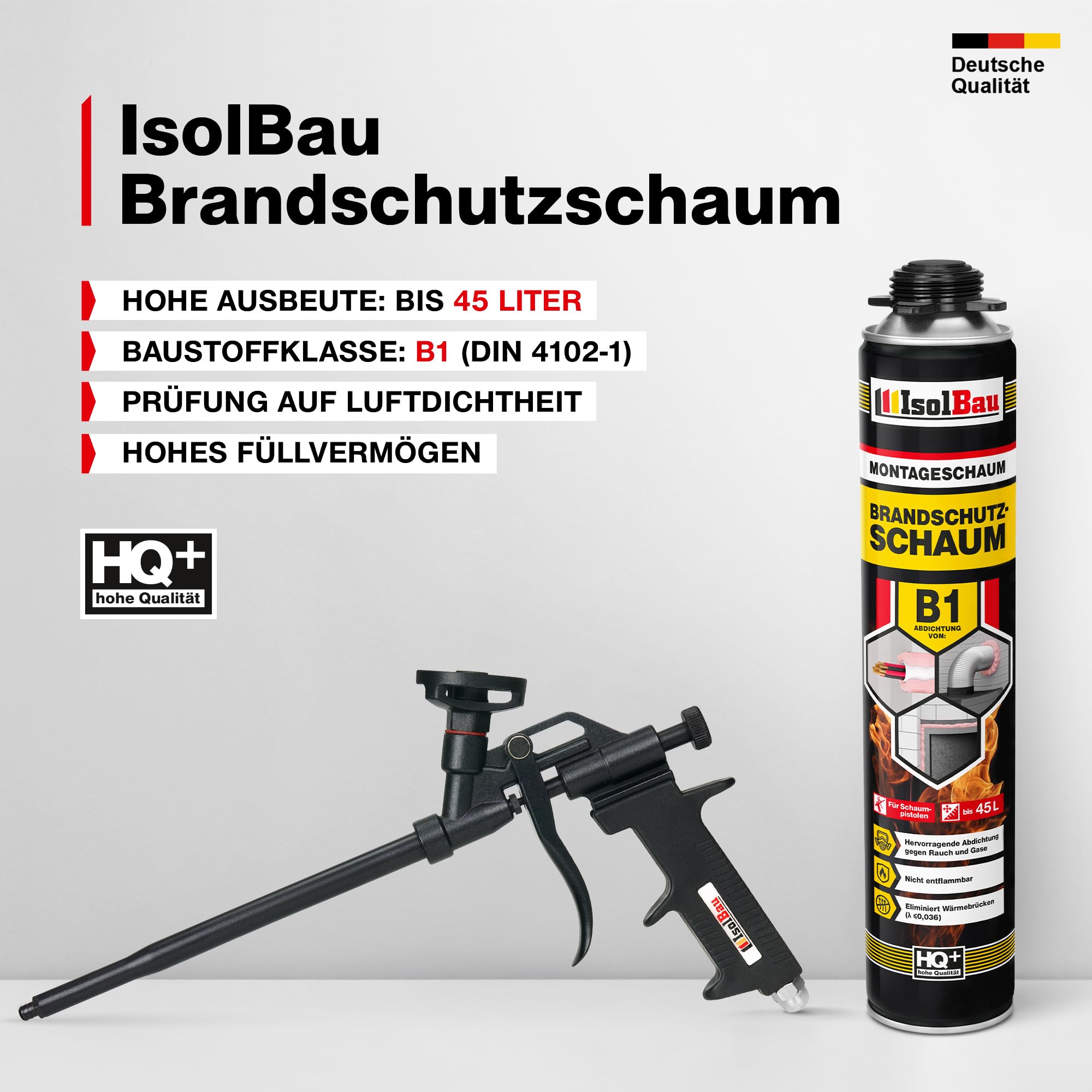 Isolbau - Bauschaum B1 - Montageschaum - PU-Schaum 10 x 750 ml - Pistolenschaum - 1K Brandschutzschaum - Dämmschaum - Abdichtung, Wärmedämmung und Schalldämmung
