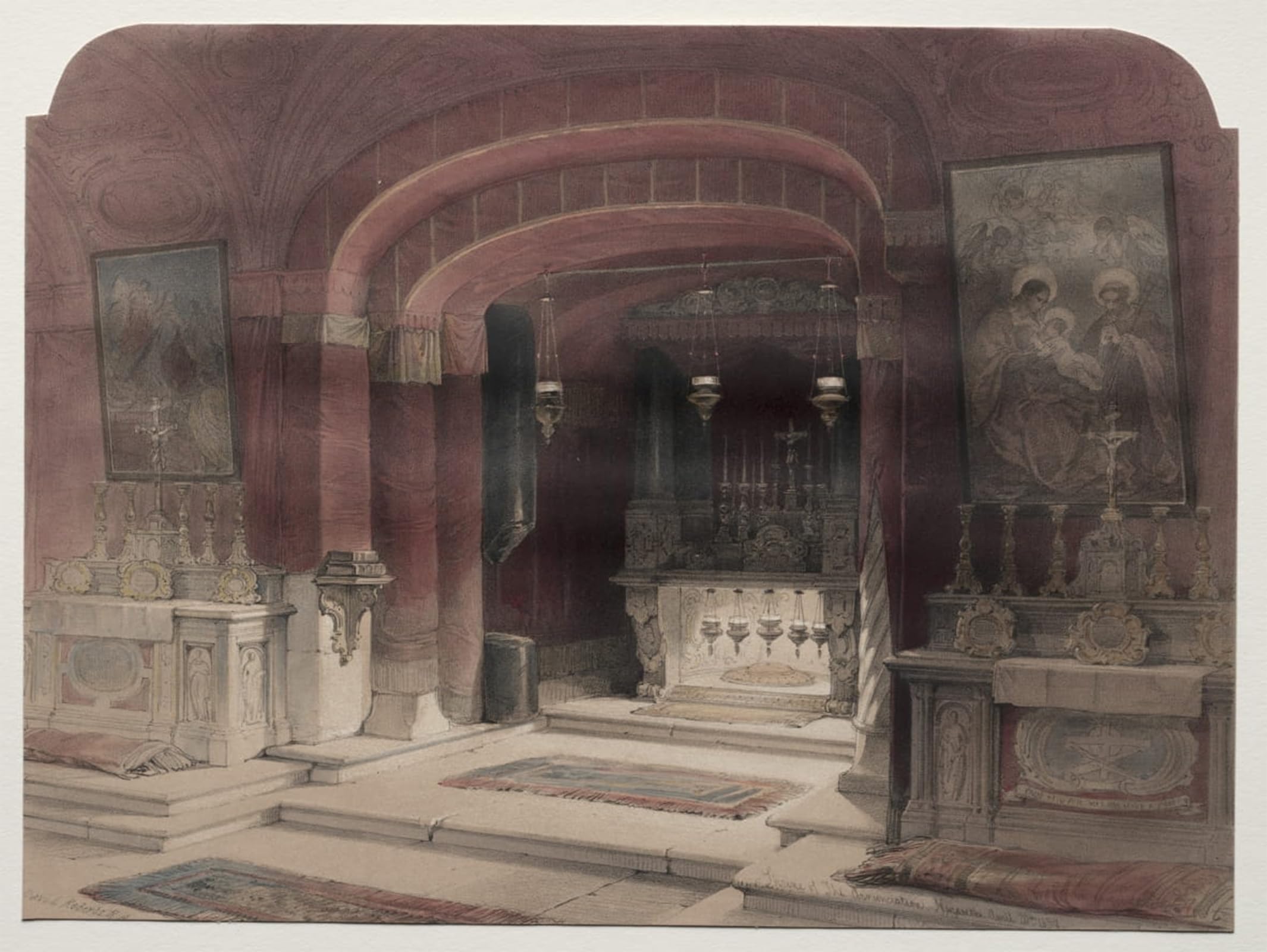 SERENDIPITP Aesthetic Poster Photo Wall Print Retro Picture Shrine of the Annunciation Nazareth by David Roberts Modern Wall Artwork for Home Decor 60x90cm
