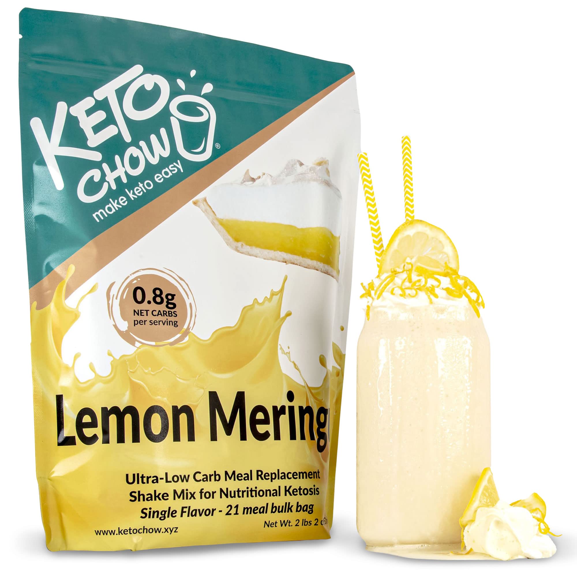 Keto ChowLemon Meringue | Keto Meal Replacement Shake | Nutritionally Complete | Low Carb | Delicious Easy Meal Substitute | You Choose The Fat | 21 Meal Bulk Pack