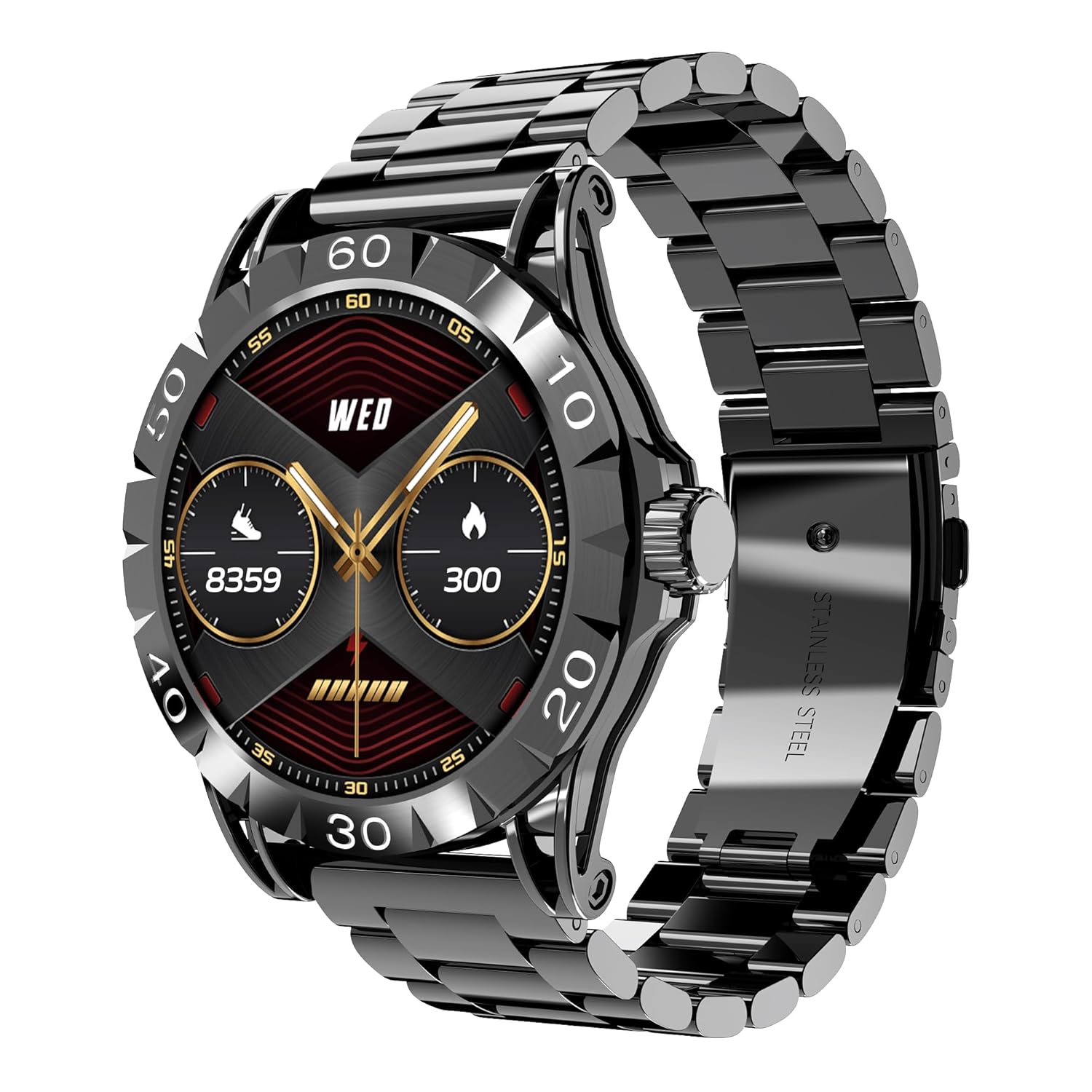 boAt Enigma Orion Men’s Luxury Smart Watch Enigma Orion w/ 1.39”(3.53 cm) HD Display, Functional Crown, BT Calling, Metal Body, Activity Tracker, 7 Days Battery, Smart Watch for Men (Metal Black)