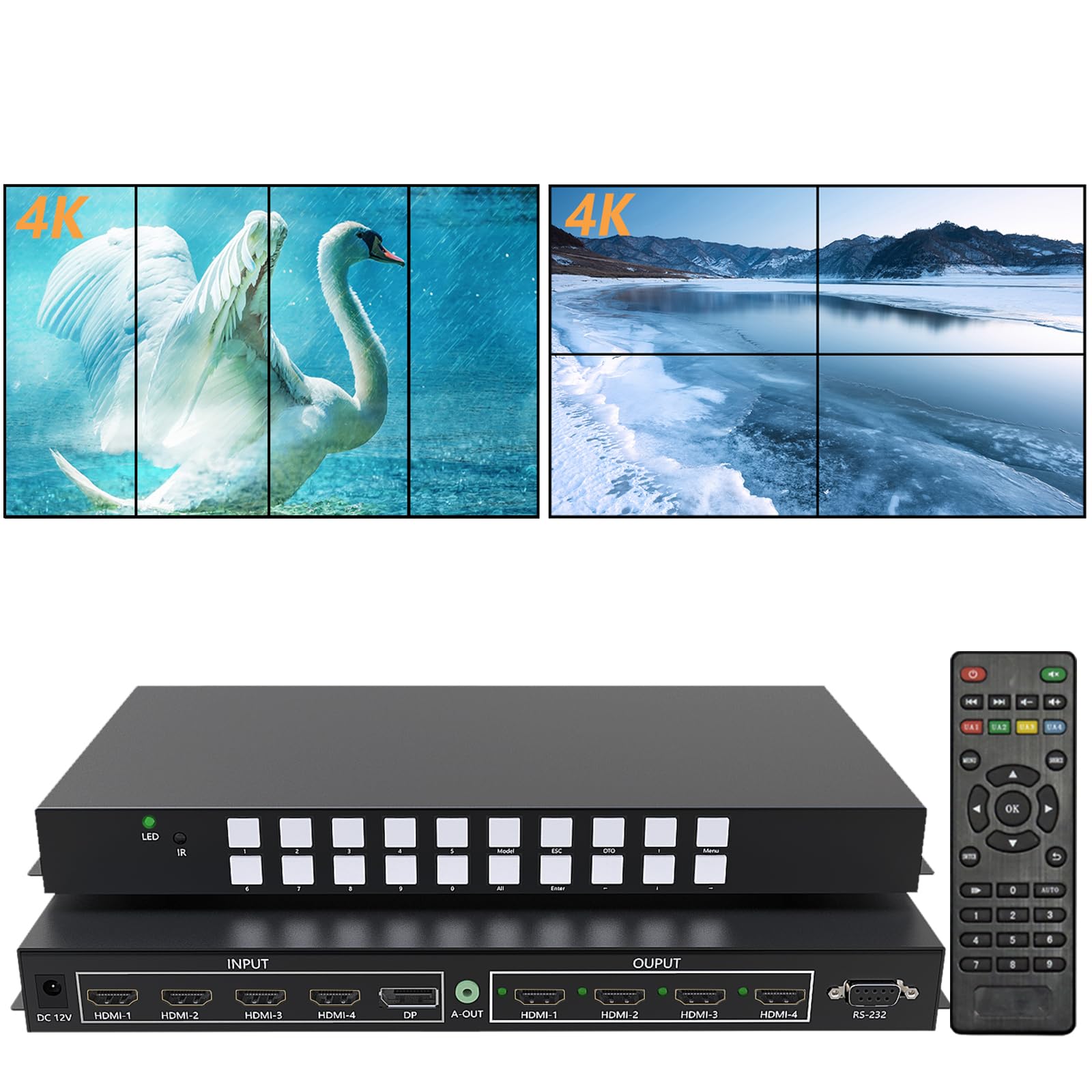 Amazon.com: ICUIXIAN 2x2 Video Wall Controller 4 Input 4 Output