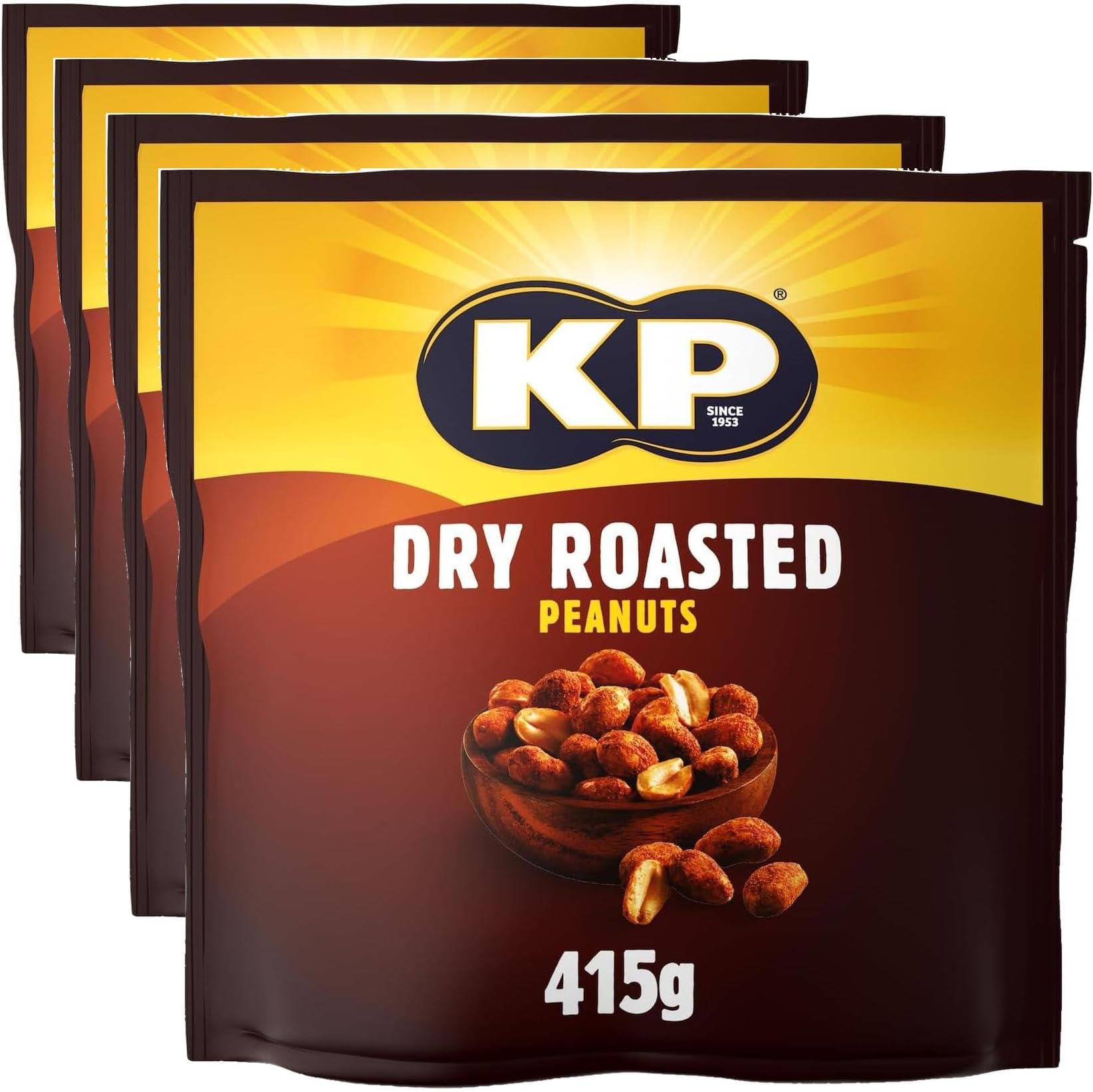 KP Dry Roasted Peanuts Share Size, 415g (Pack of 4)