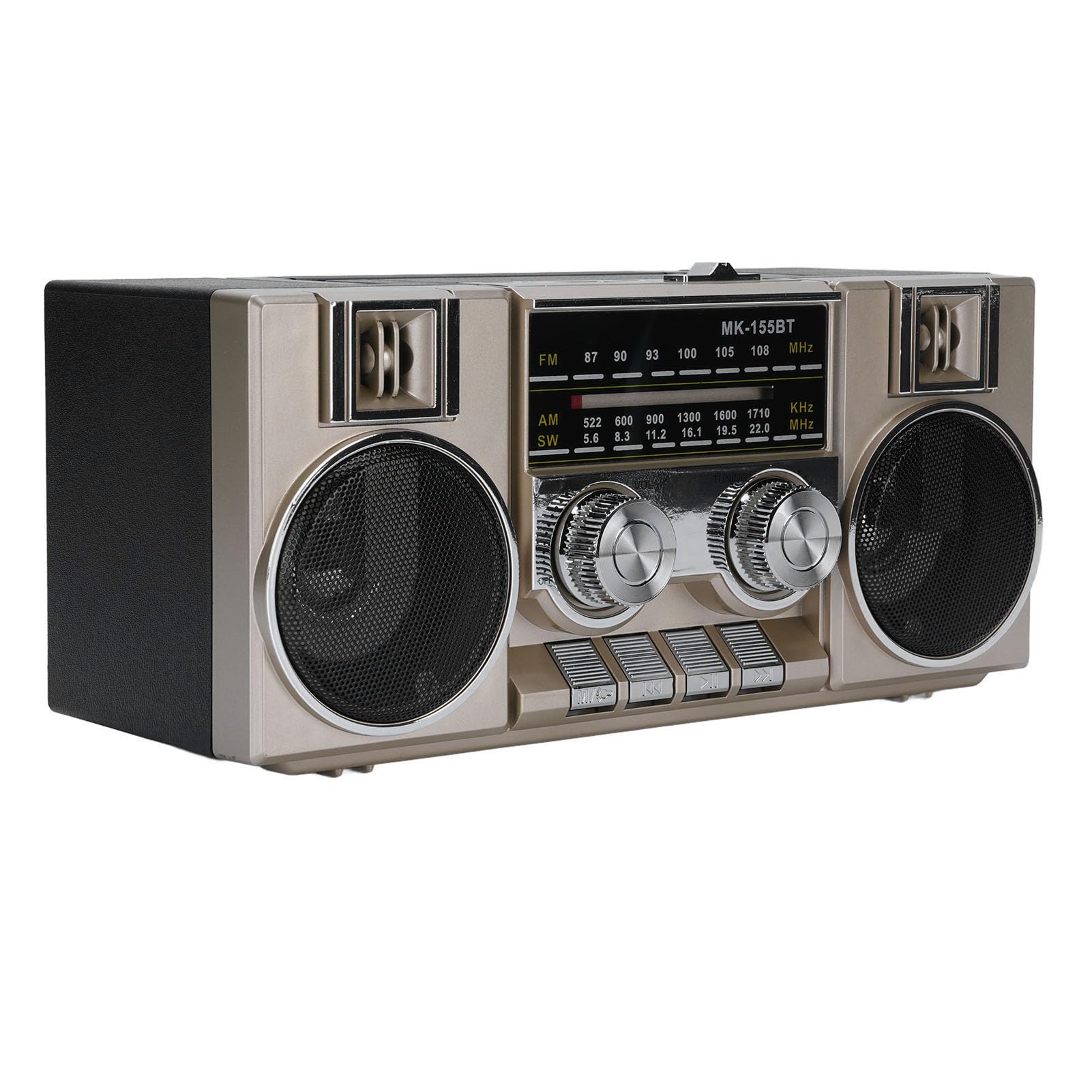 Dpofirs Radio Portátil, Radio de Banda Completa FM Am SW con Altavoz Bluetooth for Jardín Parque Baño (Gold)