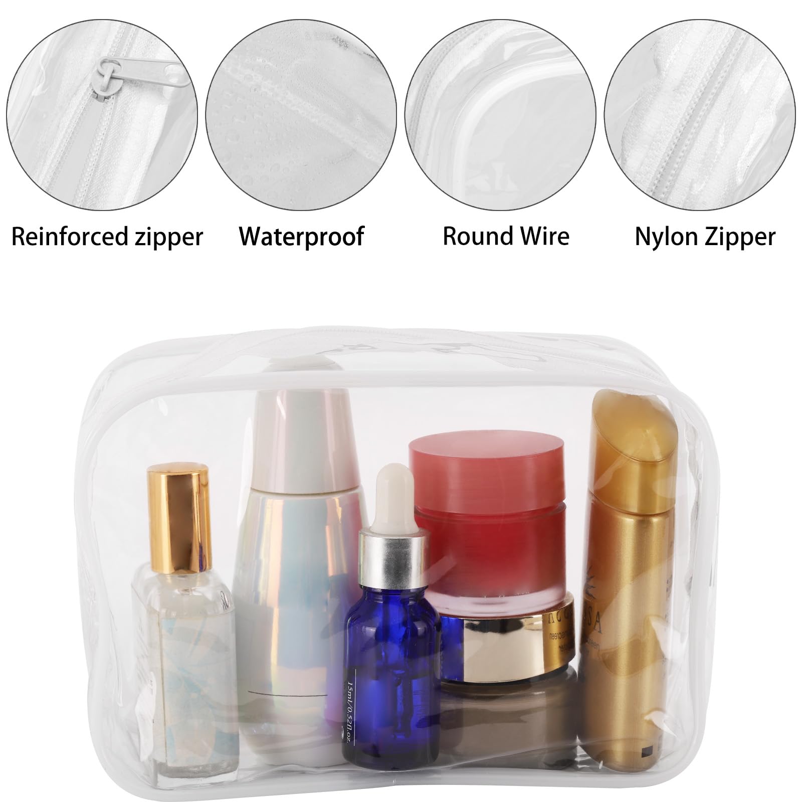 Tbestmax Lot de 20 Trousses de Maquillage Transparentes et étanches pour Voyage, 19,1 x 12,2 x 5,8 cm