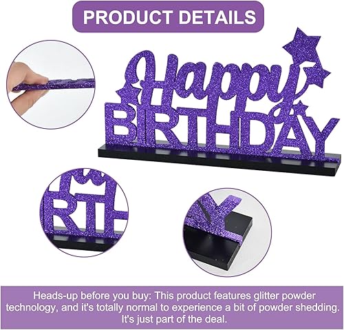 Vista 15 de TONIFUL Decoración de mesa de feliz cumpleaños en negro y dorado, centros de mesa para mesa, suministros de fiesta de cumpleaños, decoraciones