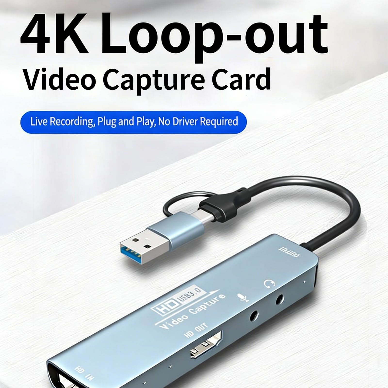 Tarjeta de captura de video multifuncional para creación de contenido 4K UHD para interfaces tipo C y USB 3.0 en varios dispositivos informáticos interfaces dobles