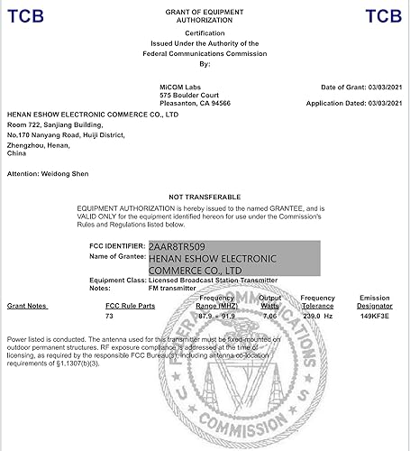 Miniatura 2 de Retekess TR509 Transmisor FM para iglesia, transmisor de transmisión FM certificado por la FCC, mini estación de radio estéreo de largo alcance para