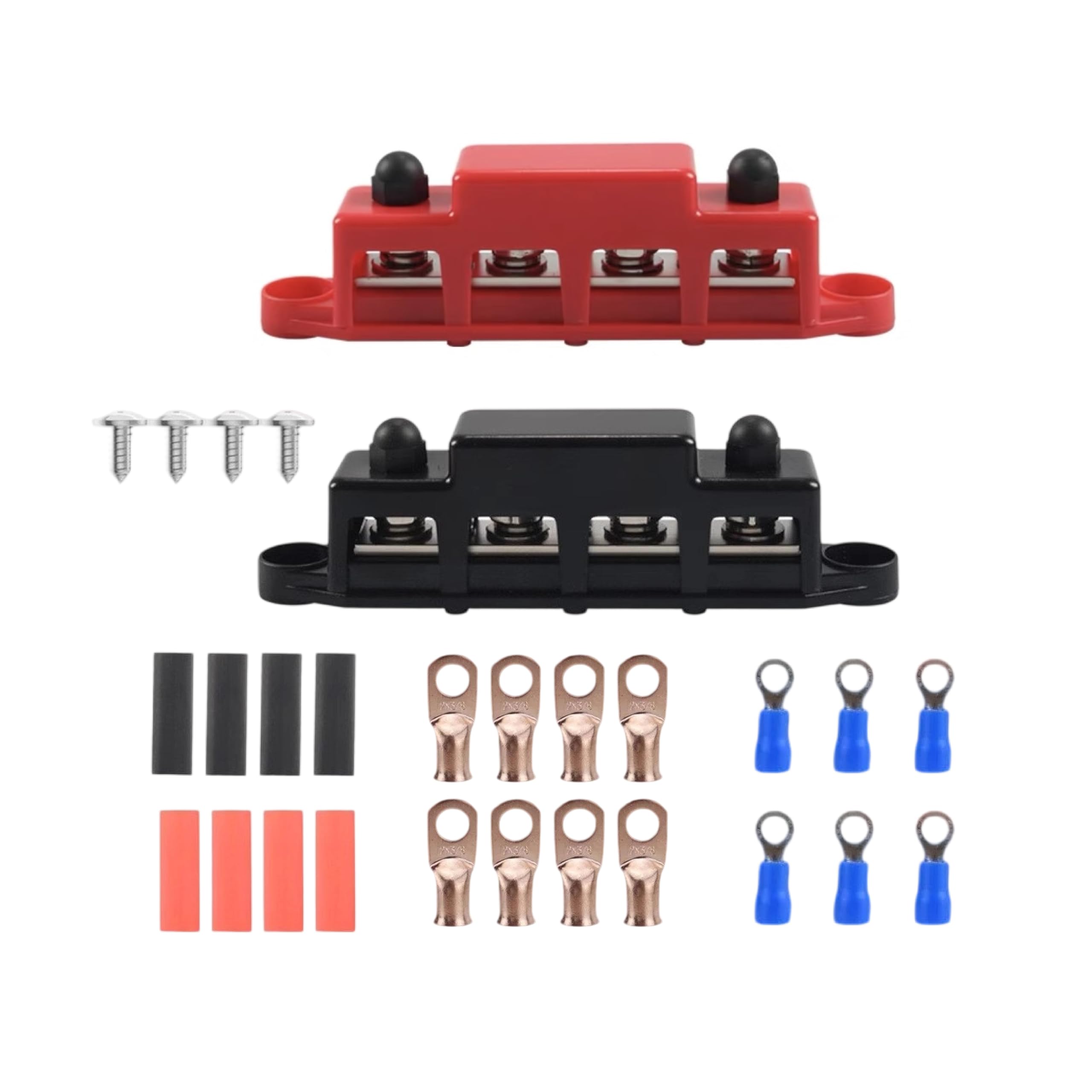 250A DC M8 Sammelschienen-Verteilerblock 12V-48V – 4x M8 Klemmenbolzen – Stromverteiler für Wohnmobile, Boote, LKW, Solaranlagen – Hochleistung
