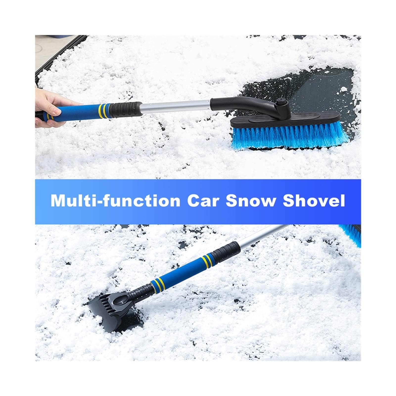 Brosse à Neige pour Pare-Brise Déneigement Pelle à Glace Grattoir à Glace Brosse de Nettoyage de Voiture Brosse de Pelle à Neige pour Pare-Brise Automatique Extensible Grattoir à Glace d'hiver Eli T