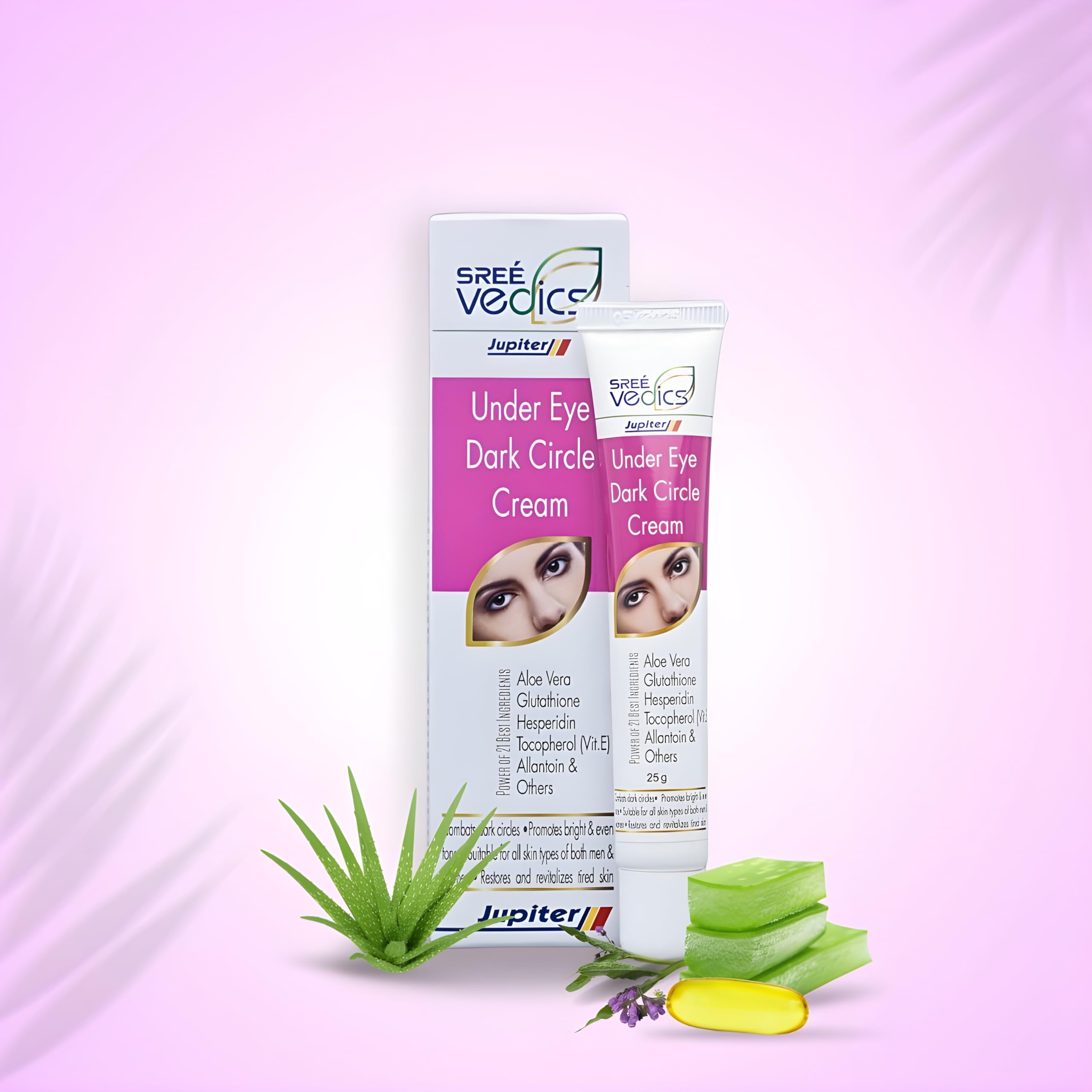sree vedics jupiter under eye dark circle cream combats puffy eyes, dark circles, improves skin elasticity & hydration, unveil younger & healthier eyes | suitable for men and women and all skin types (pack of 1) (pack of 1)