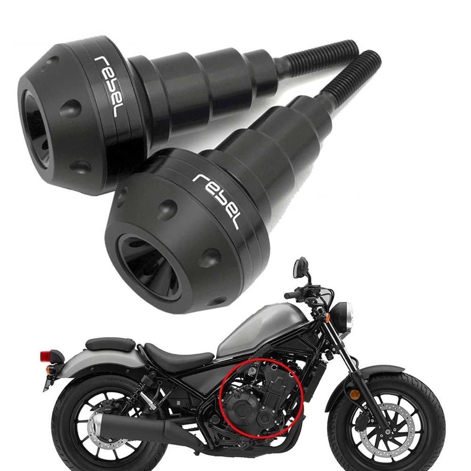 Motorradverkleidungsschutz, Rahmenschieber, Crash Guard, Verkleidungsschutz Für Für Rebel 300/500 CMX300 CMX500 CMX 300 CMX 500 Sturzbügel(Schwarz)