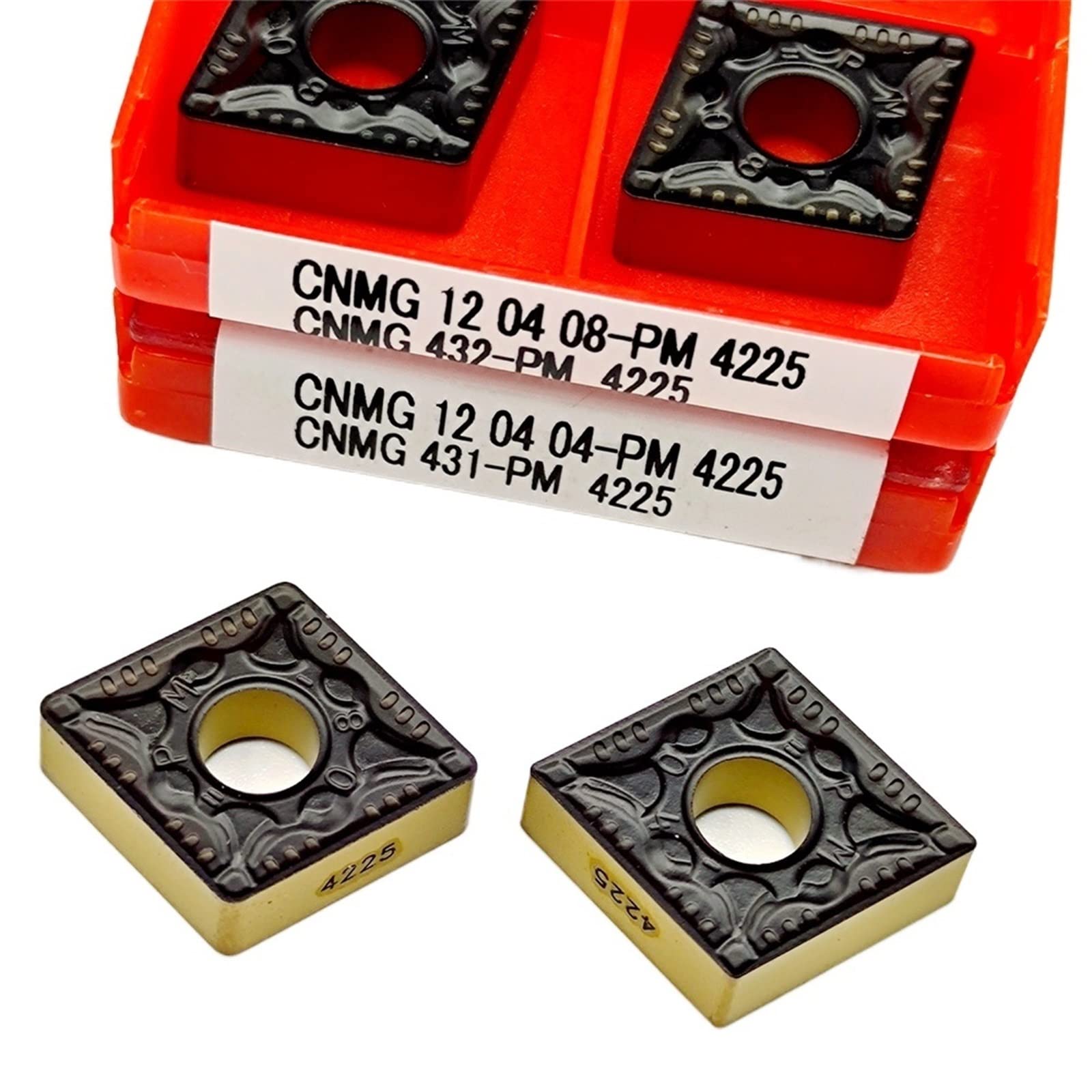 AALLYN Indexable Carbide Lathe Tool 10pcs CNMG120408 CNMG120404 PM 4225 Carbide CNC Hard Alloy Blade Cutting Metal Milling Cutter Turning Tool Lathe (Size : CNMG120408 PM 4225)