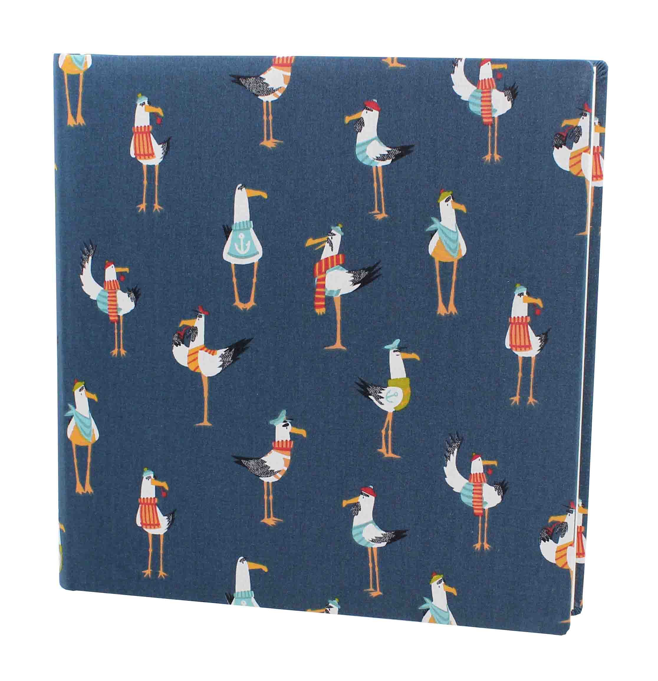 Álbum de fotos infantil con cubierta de tela de algodón azul, gran formato.