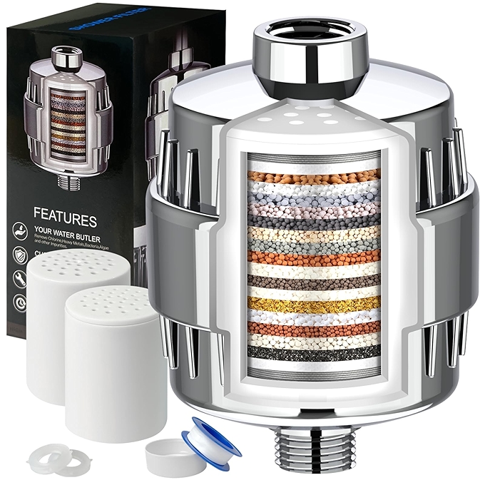 高效淋浴水过滤器，20级硬水过滤器，去氯氟净化净肤