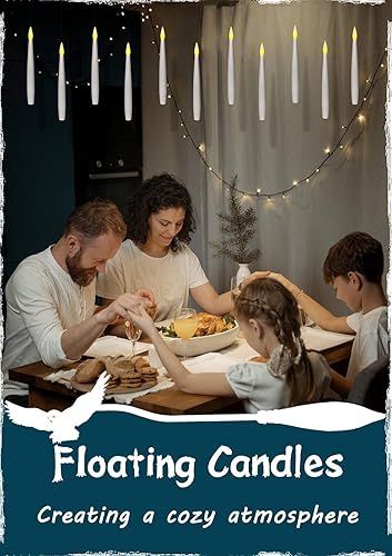 Miniatura 7 de Leejec Velas flotantes con control remoto de varita mágica (temporizador de 618 horas), 20 velas cónicas colgantes sin llama de 6.1 pulgadas, luz