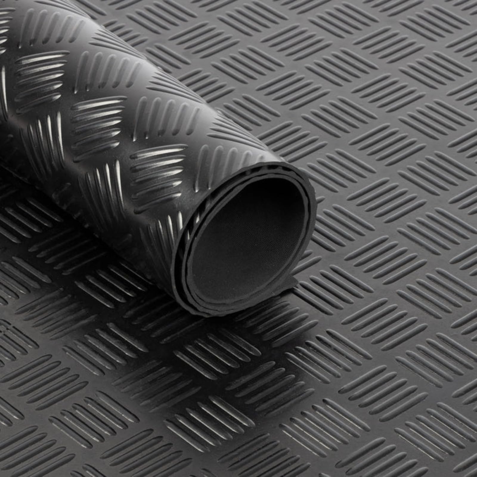 KARAT - Tapis en Caoutchouc antidérapant - Coureur en Caoutchouc - Tapis de Sol Aspect tôle ondulée - Revêtement de Sol résistant de -30°C à +69°C, 3 mm d'épaisseur Modèle Karo Motif carré 100x150 cm