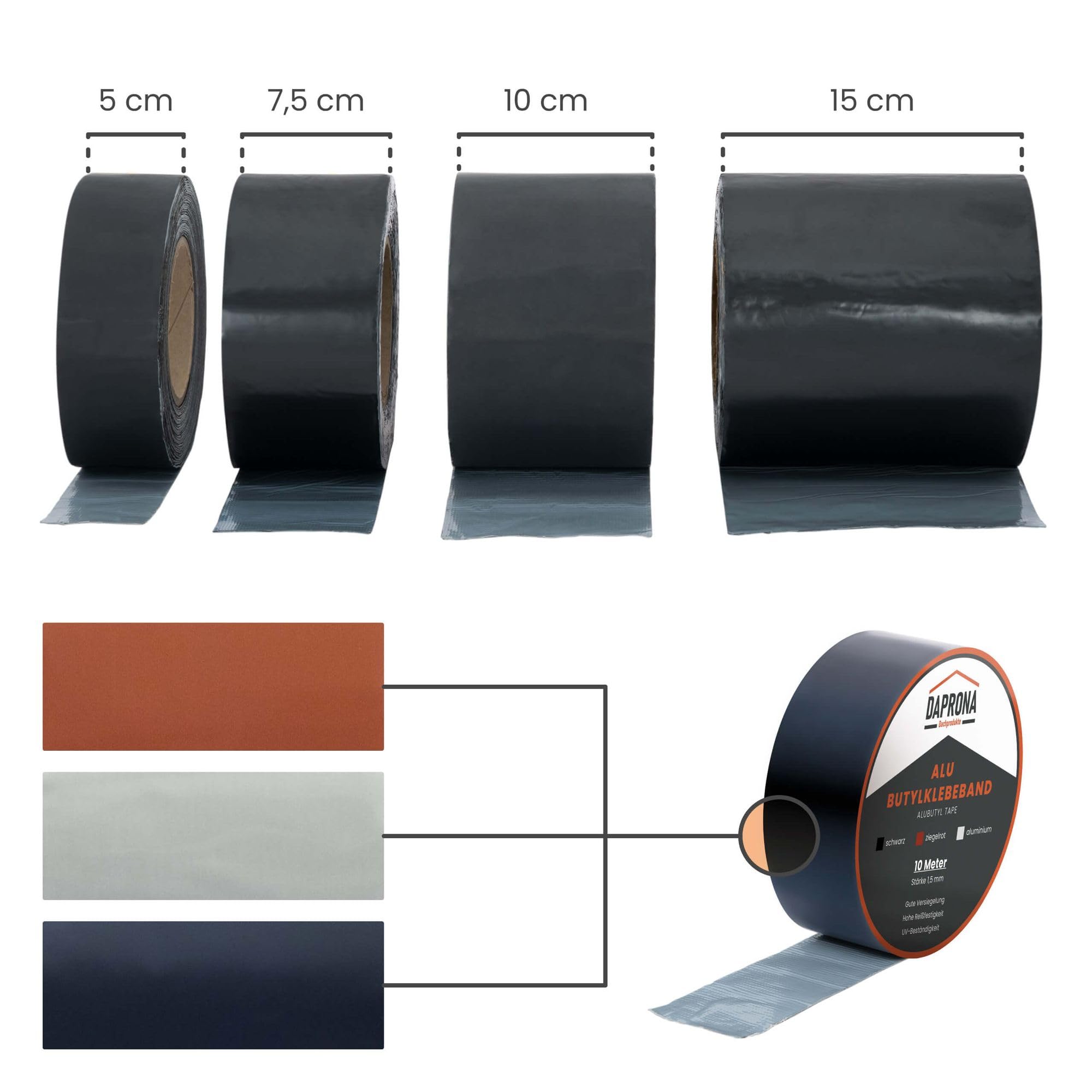 Bande d'étanchéité 10m 150mm noir aluminium résistante à l'eau