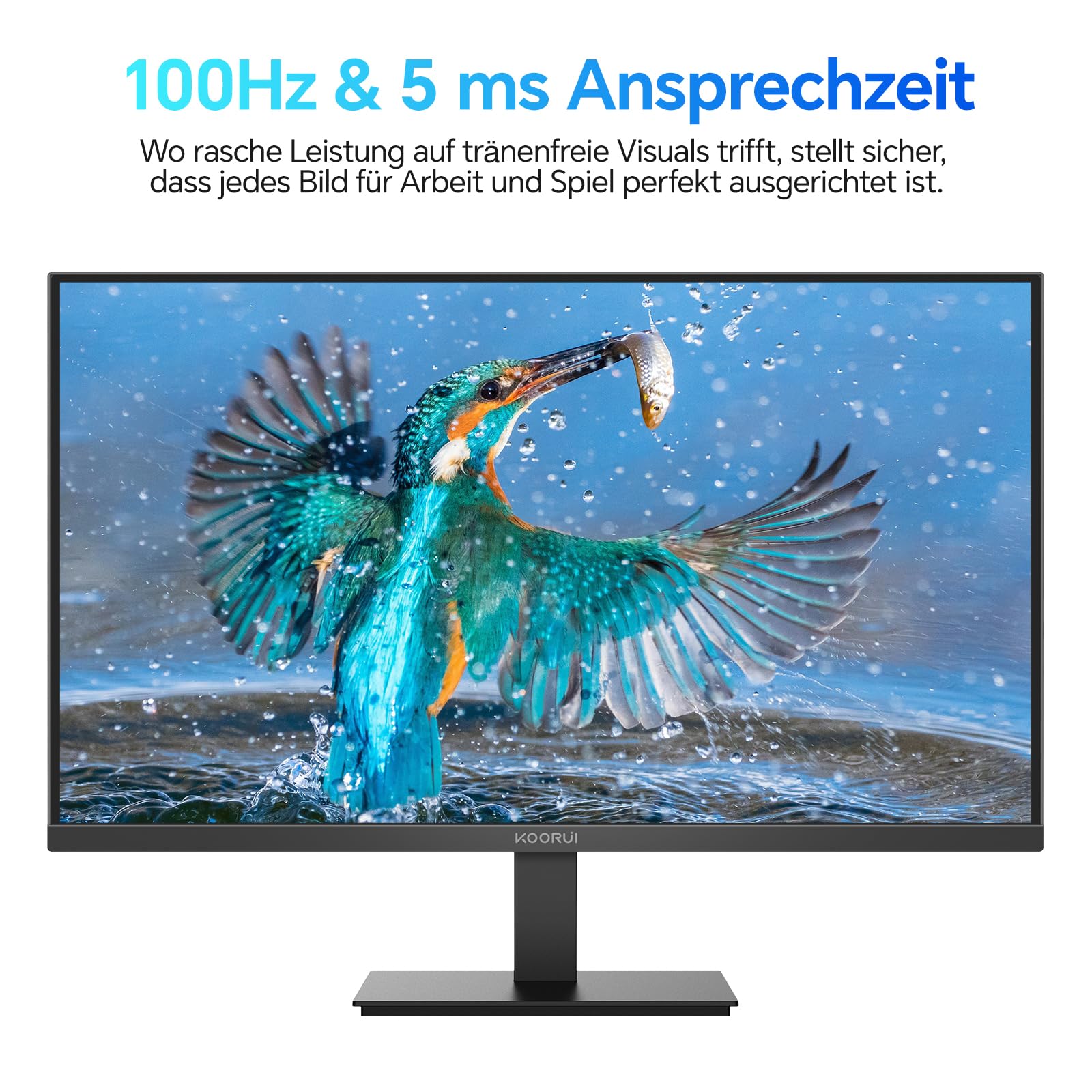 KOORUI E2412F 24 Zoll Monitor, FHD 1920x1080 100Hz, HDMI 1.4, Eye Care, 5ms GtG, VESA 100x100mm