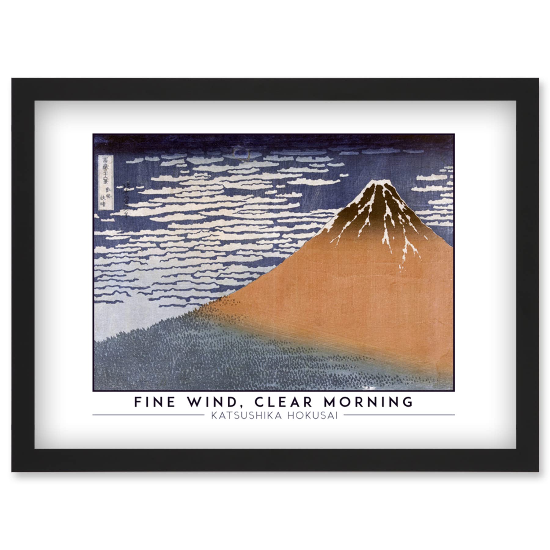 Wee Blue Coo Katsushika Hokusai Fine Wind, Clear Morning Mount Fuji Painting Artwork Framed Wall Art Print A4
