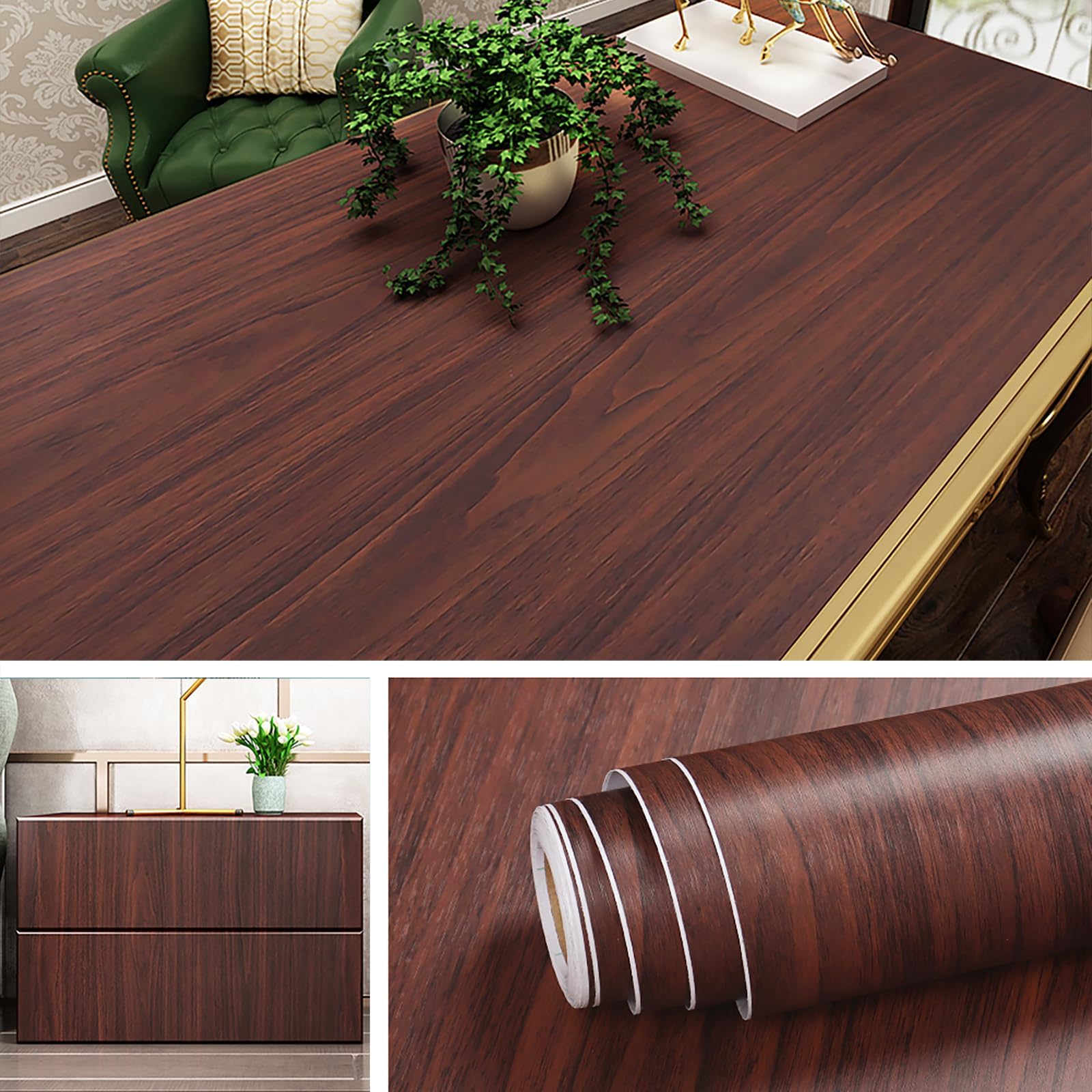 Livelynine Wood Effect Wallpaper Brown Contact Paper Self Adhesive Kitchen Vinyl Wrap for Worktop Covering Kitchen Cupboards Vinyl Cabinet Cover Waterproof Wood Effect Sticky Back Plastic Roll 40CMx2M
