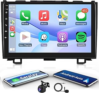 2G 32G Android Car Stereo for Honda CRV 2007-2011 with Wireless Apple Carplay, Rimoody 9 Inch Touch Screen Car Radio with GPS Navigation Bluetooth FM HiFi WiFi Android Auto Backup Camera