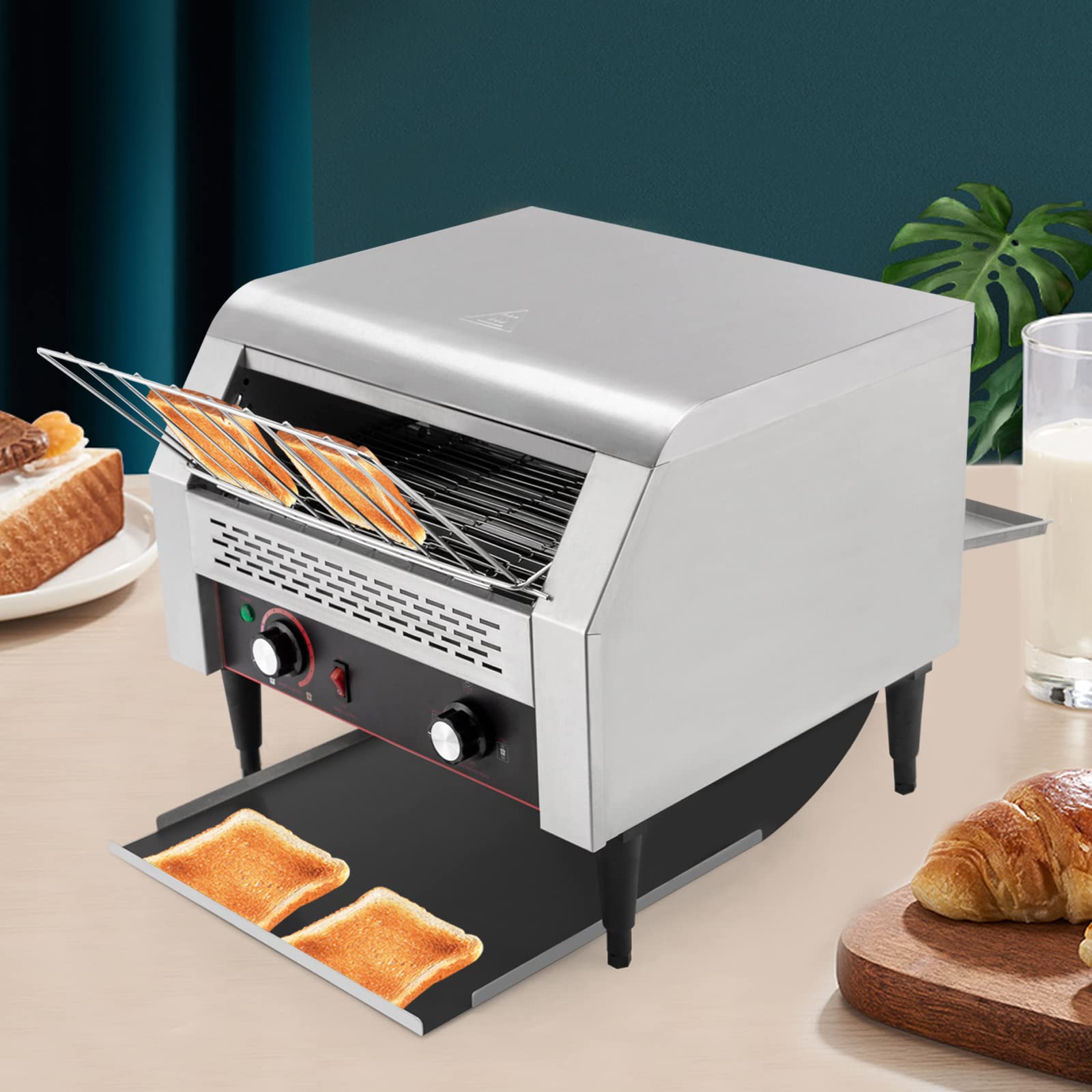 Banded Toaster Oven - 450 Slice/Hour Commercial Banded Toaster Oven, Heavy Duty Stainless Steel Commercial Banded Toaster Oven for Bagels, Bread Electric Restaurant Commercial Toaster Oven