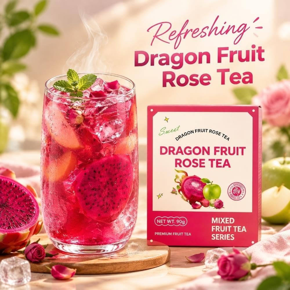 Té de rosa y fruta del dragón, 90 g x 2 cajas