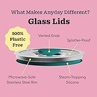 Vista 4 de Anyday Utensilios de cocina para microondas y recipiente de vidrio de 8 tazas con tapa de vidrio, almacenamiento profundo de alimentos sin plástico