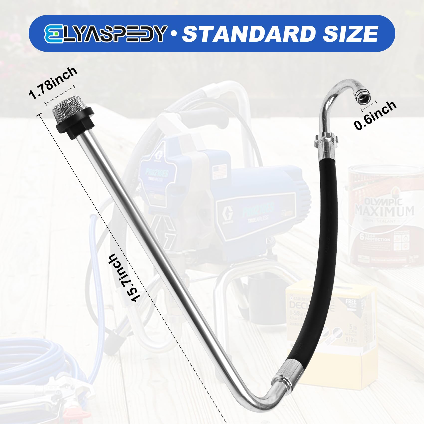 Manguera de succión de acero inoxidable, 1 filtro de acero inoxidable, compatible con Graco 390 395 490 495 595 Tongshan T300 500 máquina de pulverización sin aire/pintura de línea, accesorios de
