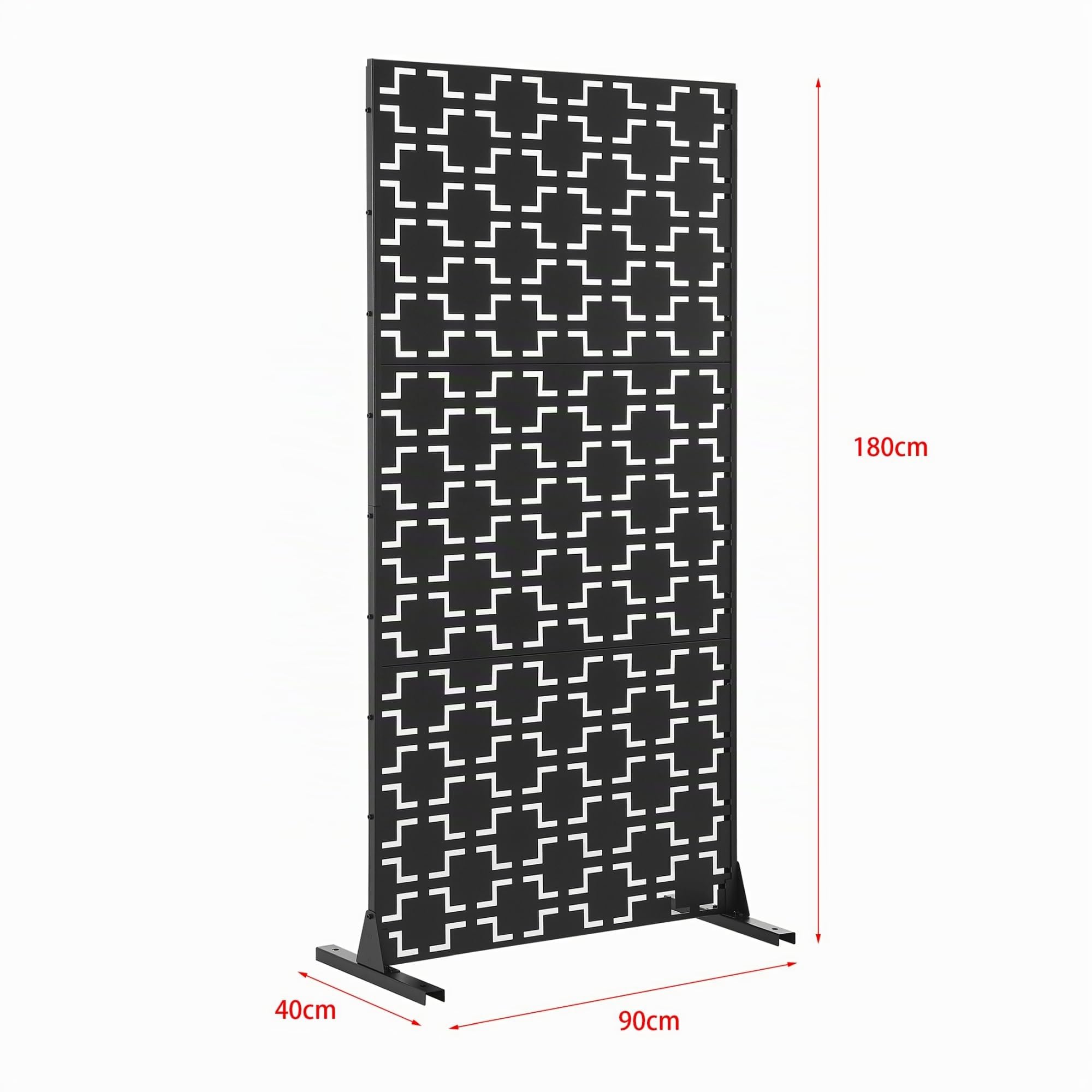casa.pro Cloison de Séparation Basciano pour Extérieur et Intérieur Paravent Design pour Délimiter Différentes Espaces avec Motif Décoratif Acier Galvanisé 180 x 90 x 40 cm Noir