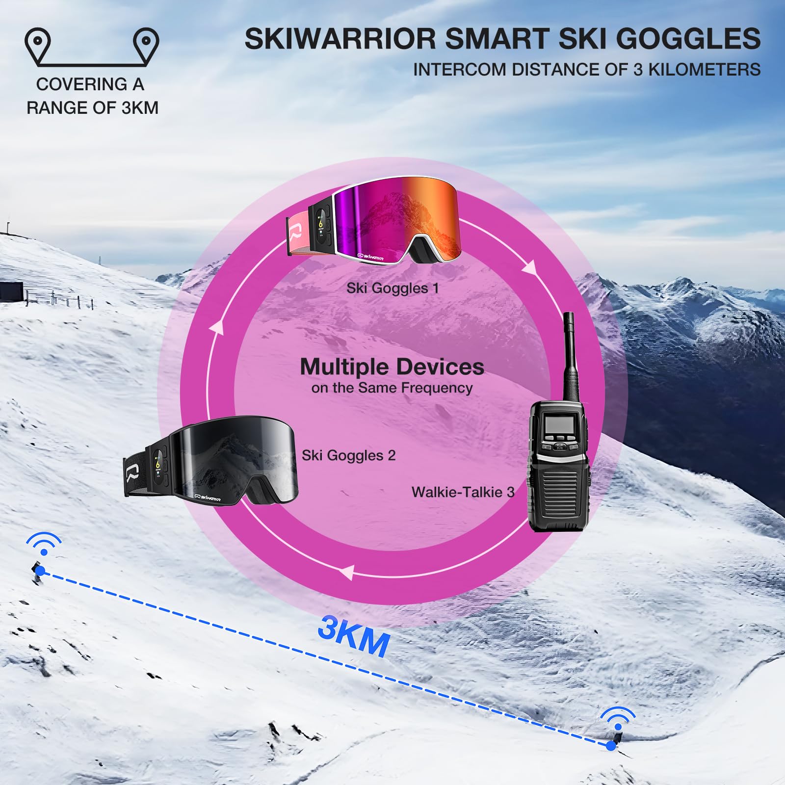 Occhiali da sci anti-appannamento OTG Snow Goggles – doppia lente protezione UV snowboard occhiali per adulti