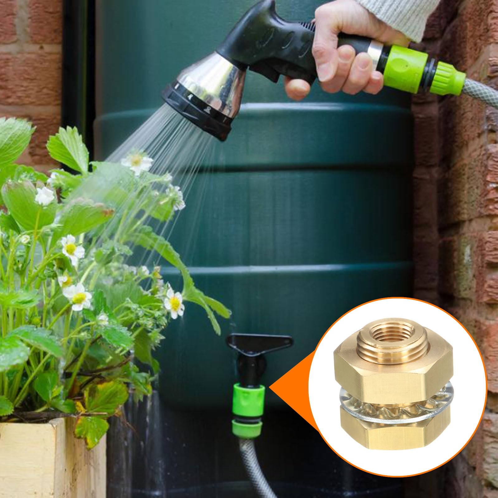 HARFINGTON 4 conectores de latón NPT de 1/8 pulgadas hembra de doble rosca para tanque de agua con arandelas de sellado para fregaderos de cubeta de lluvia acuarios