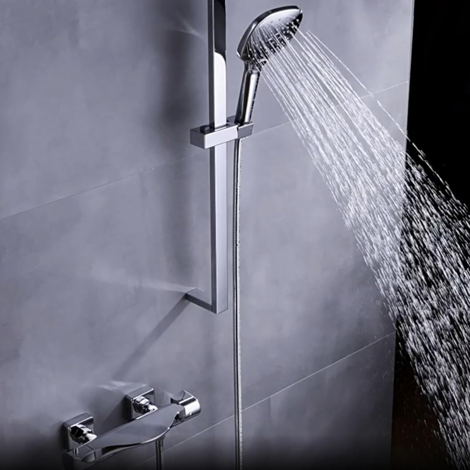 GLJTUO tatic Shower Mixer 3 Mode Bath Mixer Taps with Shower Hot and Cold Waterfall Bathroom Bathtub Mixer Tap Brass for Bathrooms, Chrome