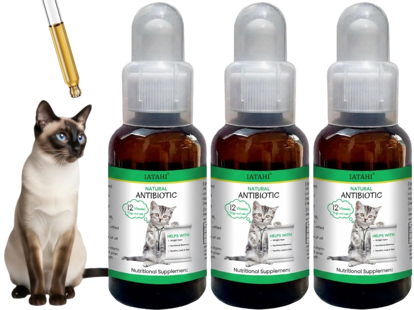 Antibióticos para Gatos,3pcs Antibióticos Naturales para Gatos,Gotas Antibióticas para Gatos,Antibióticos para Mascotas Que Alivian la Picazón