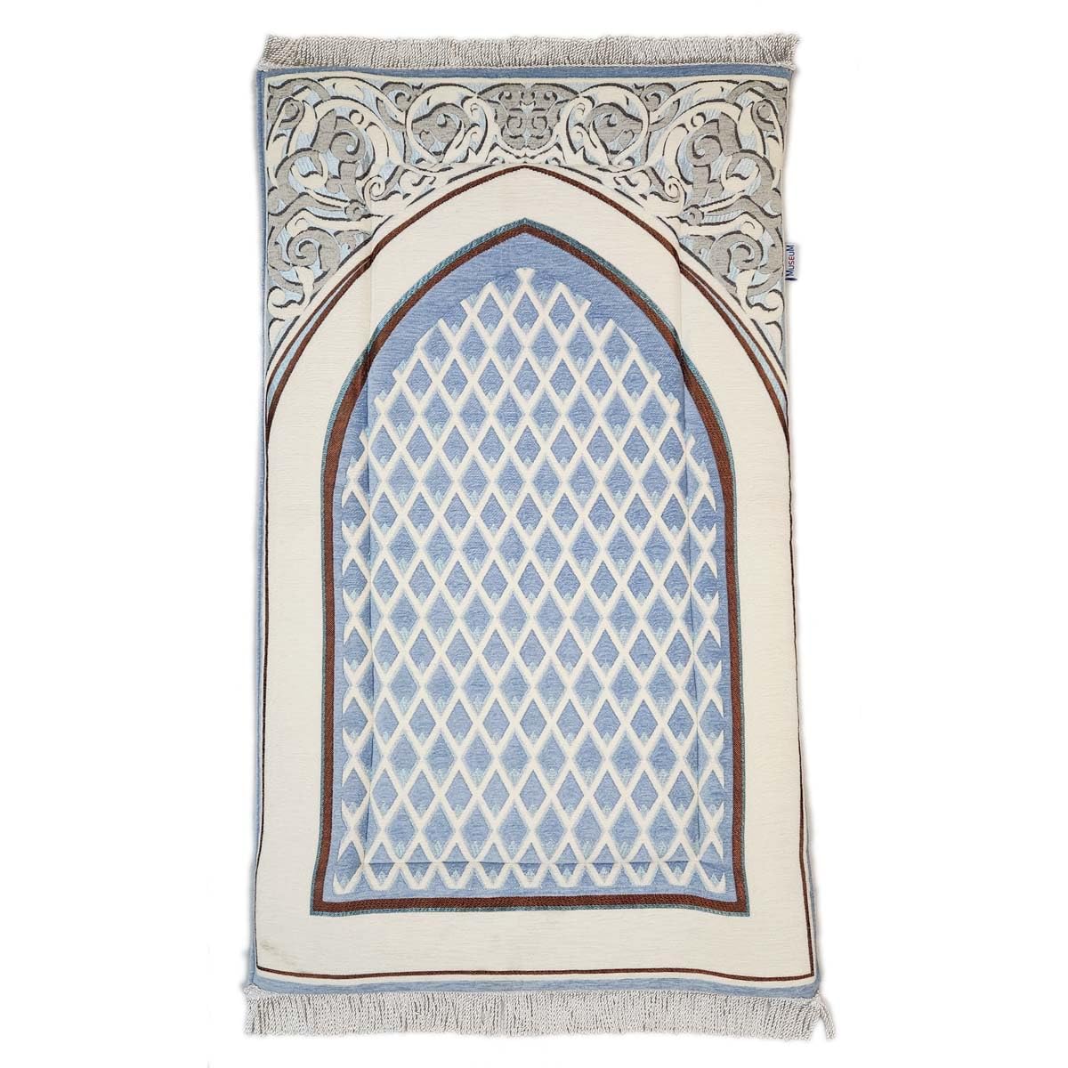 Museum Memory Foam Prayer Mat Cordoba. Chenille Comfortable Prayer Rug. Elegant Essential Design Sajadah with Foam سجادة الصلاة المريحة المبطنة بمادة الرغوة الذكية (BLUE)