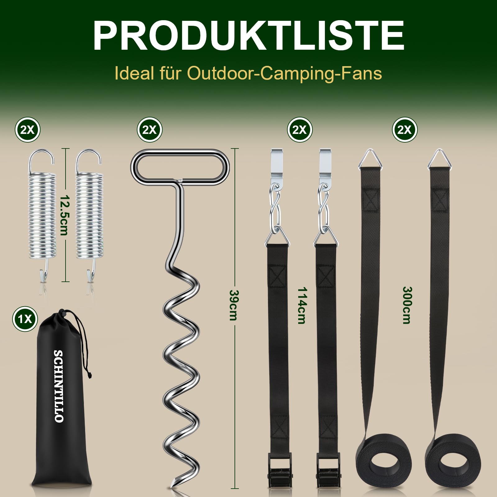 Kit de Sujeción para Toldos, Correas para Tormentas para Thule Omnistor, Protección contra Tormentas para Toldos de Autocaravanas y Caravanas con Anclajes al Suelo Resistentes de 39 cm