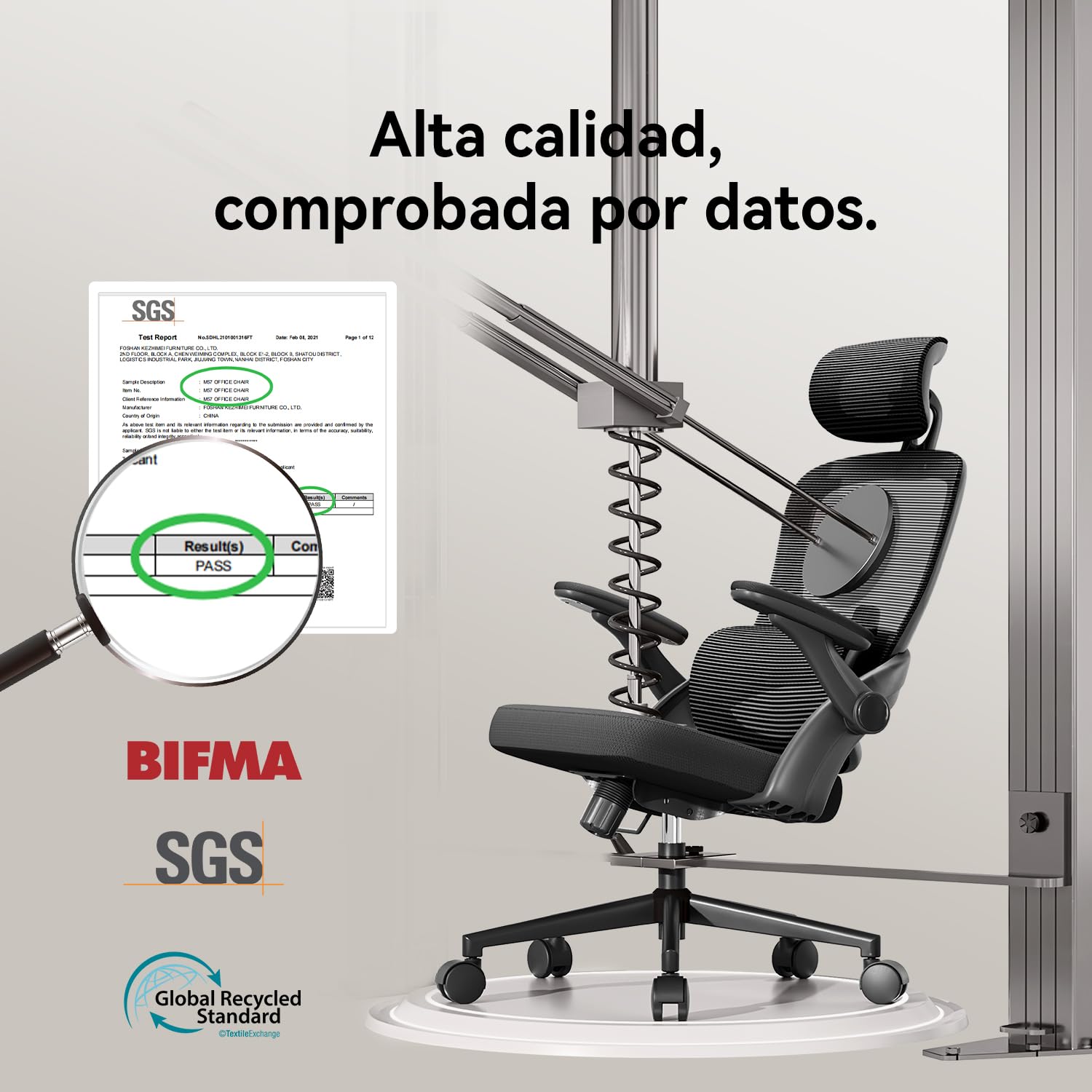 SIHOO M102C Silla ergonomica Escritorio, Silla de Oficina Grande y Alta con reposabrazos Plegables, Soporte Lumbar Ajustable Silla Escritorio, Silla Oficina ergonómica para Uso doméstico - Negro